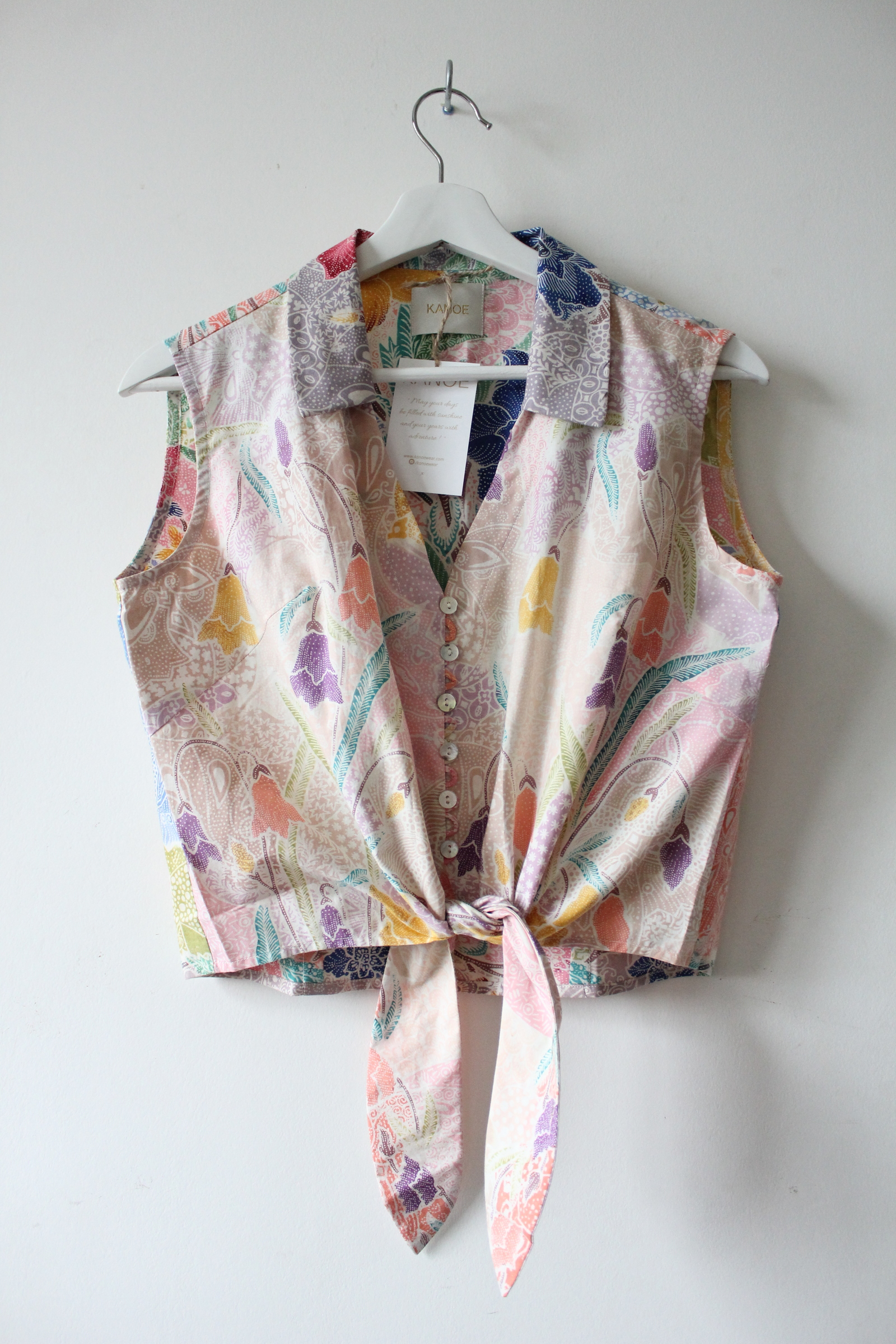Pastel Sleeveless Vintage Top - Darlene ( Handstamped Batik )