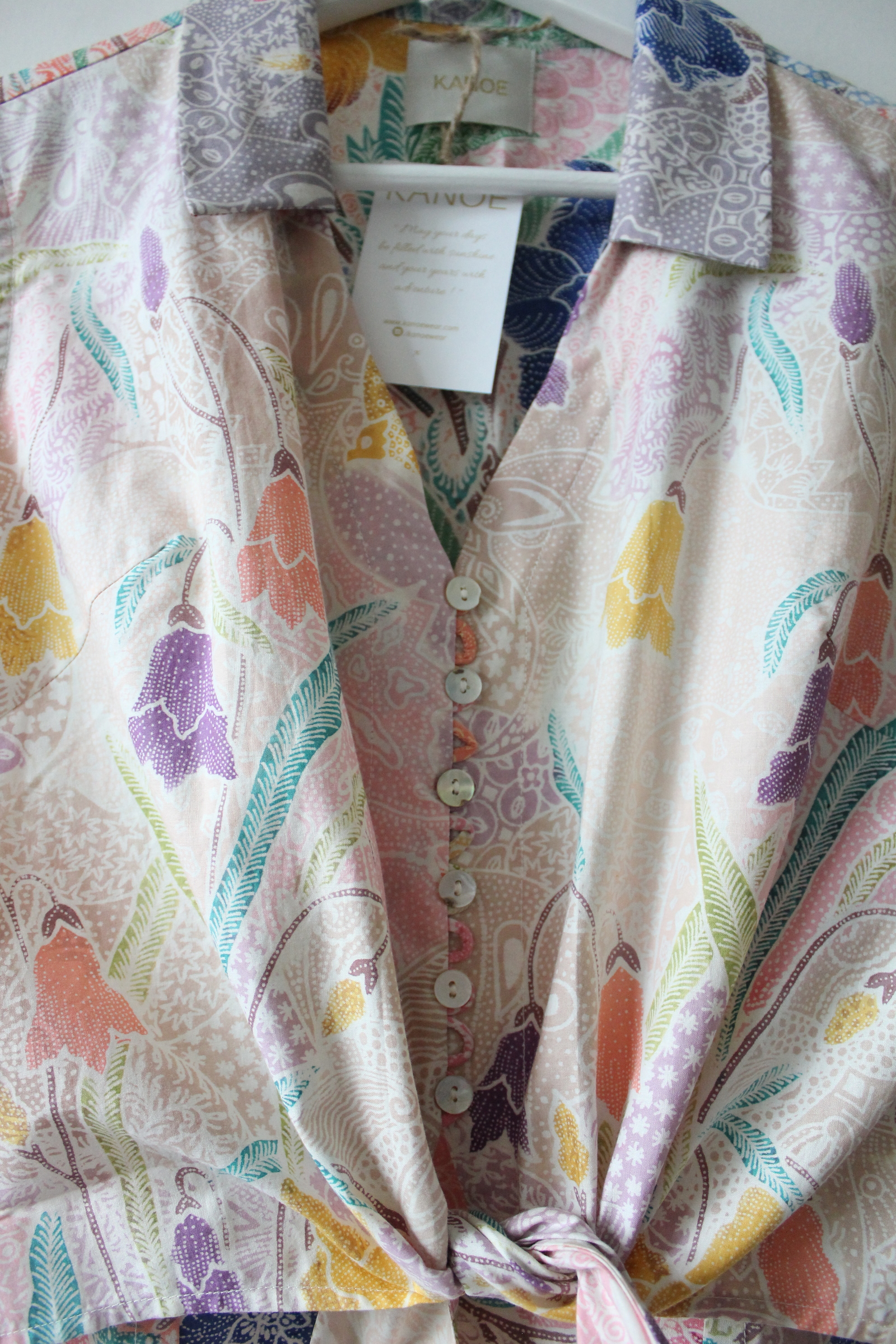 Pastel Sleeveless Vintage Top - Darlene ( Handstamped Batik )
