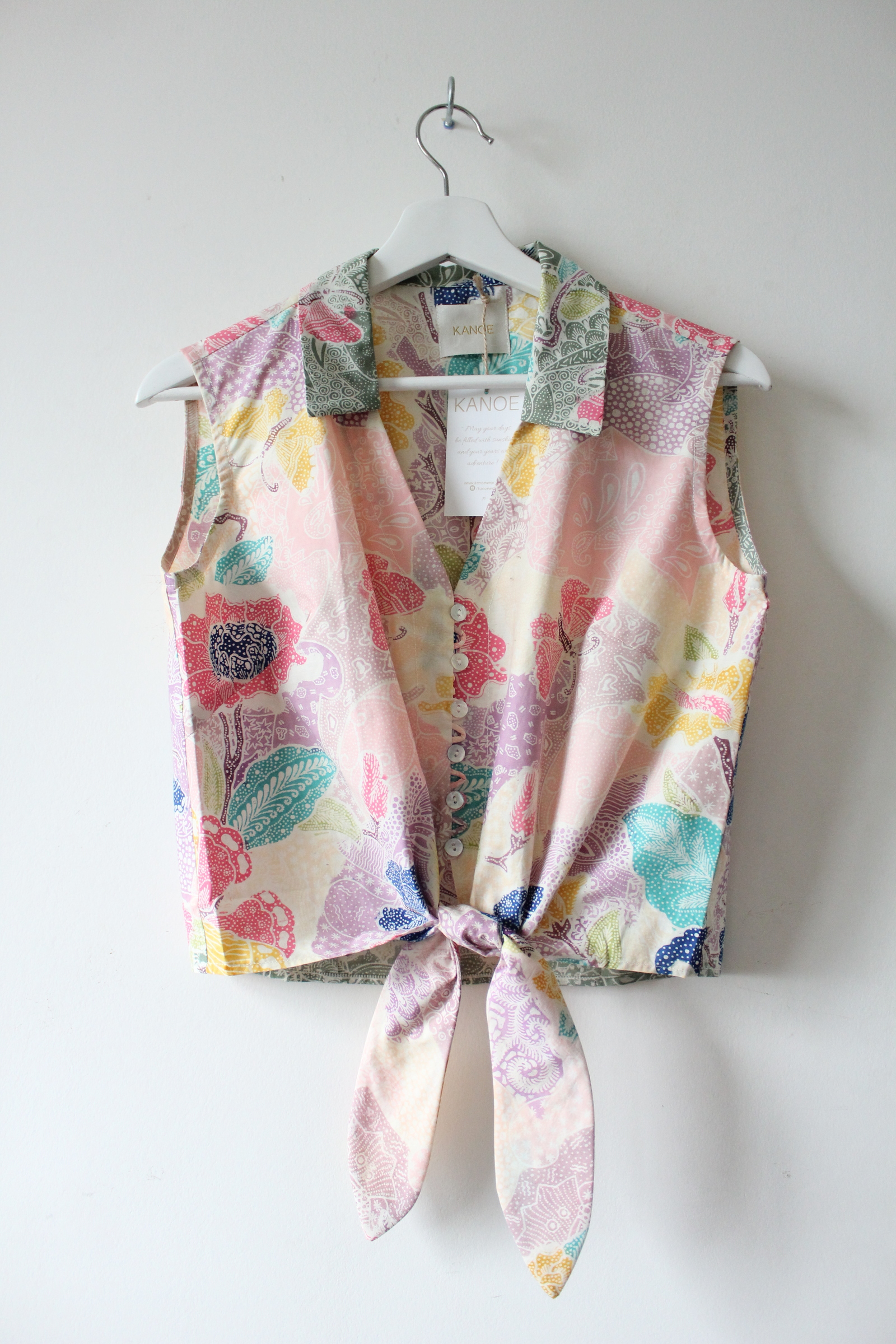 Pastel Sleeveless Vintage Top - Heather ( Handstamped Batik )