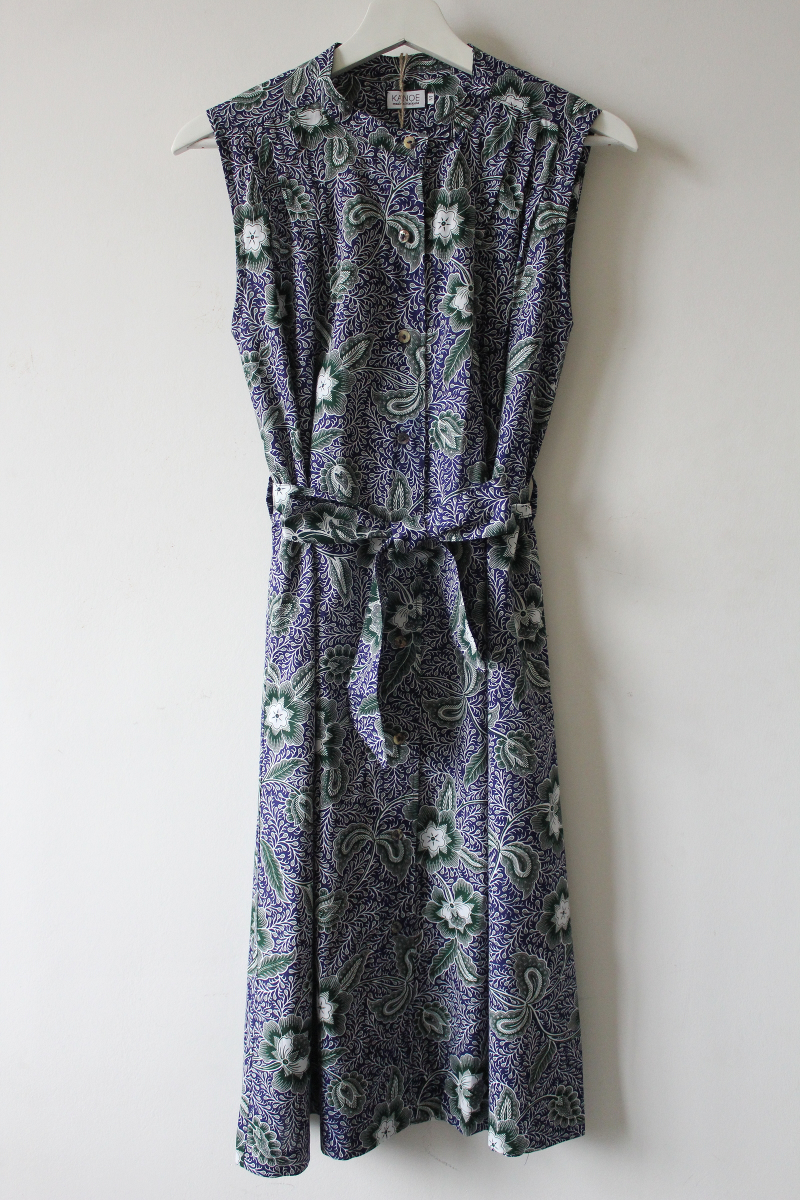 Button Down Dress (M) - Suvi (Green/ Blue)