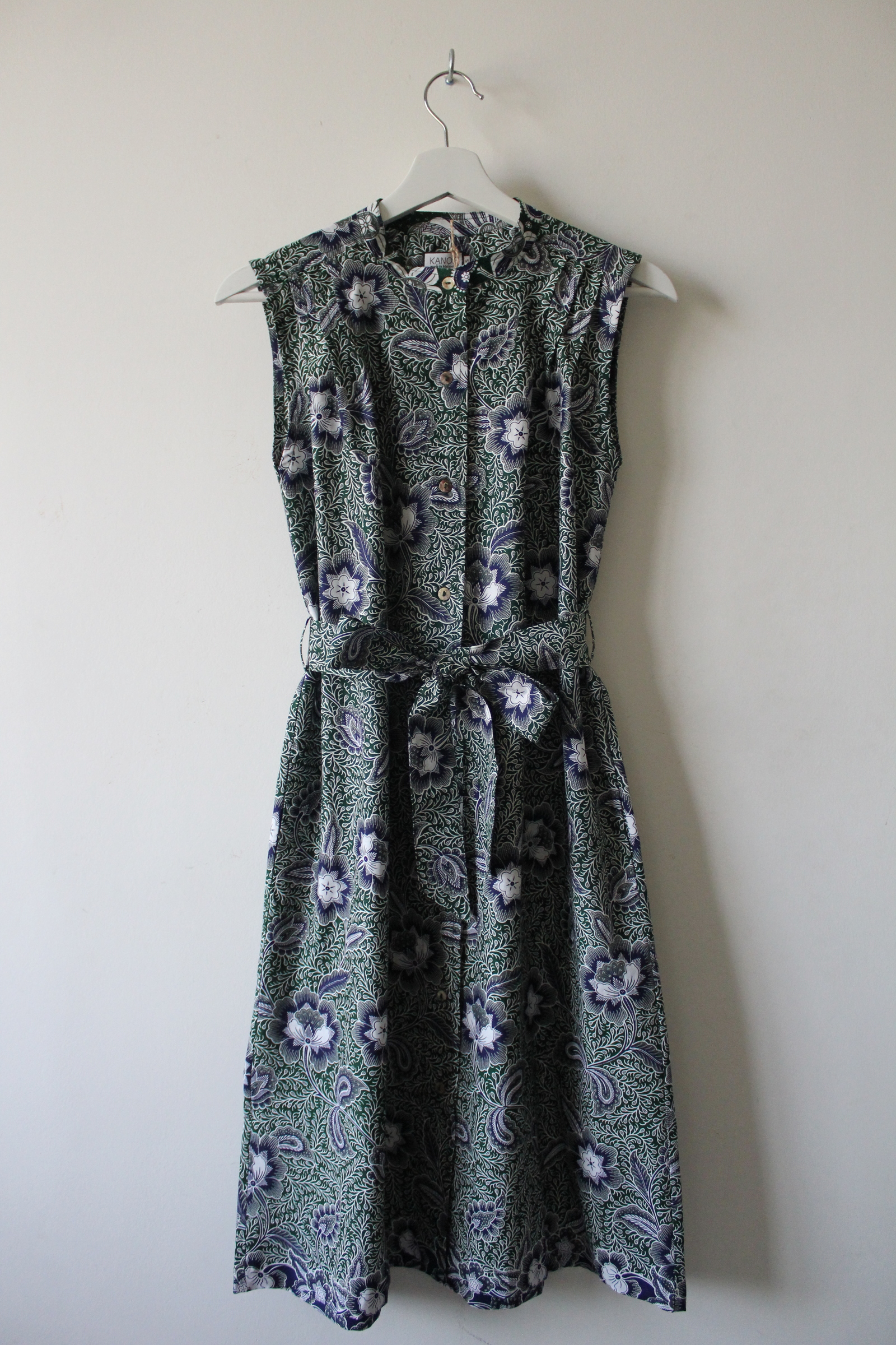 Button Down Dress (M) - Suvi (Green/ Blue)