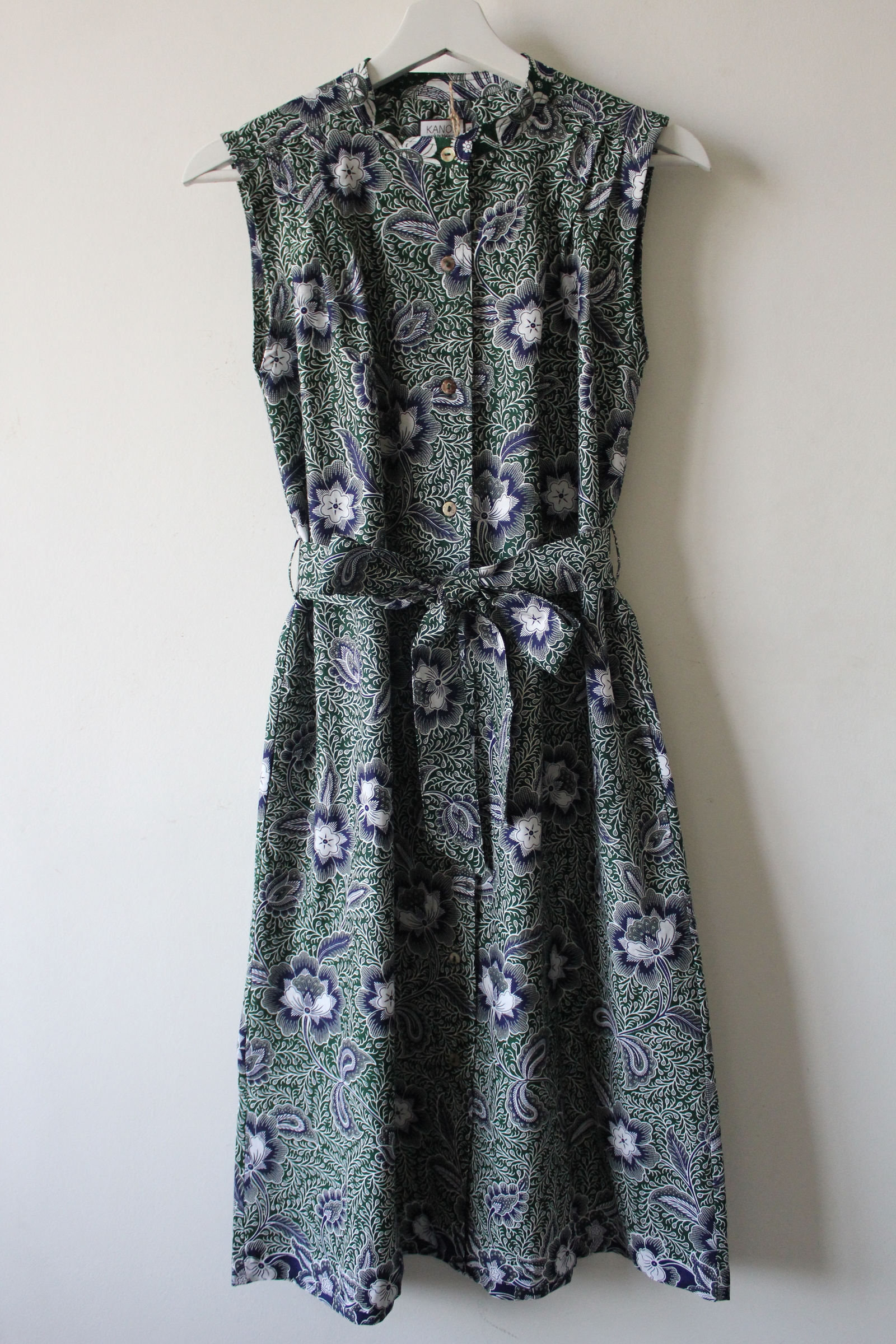 Button Down Dress (M) - Suvi (Green/ Blue)
