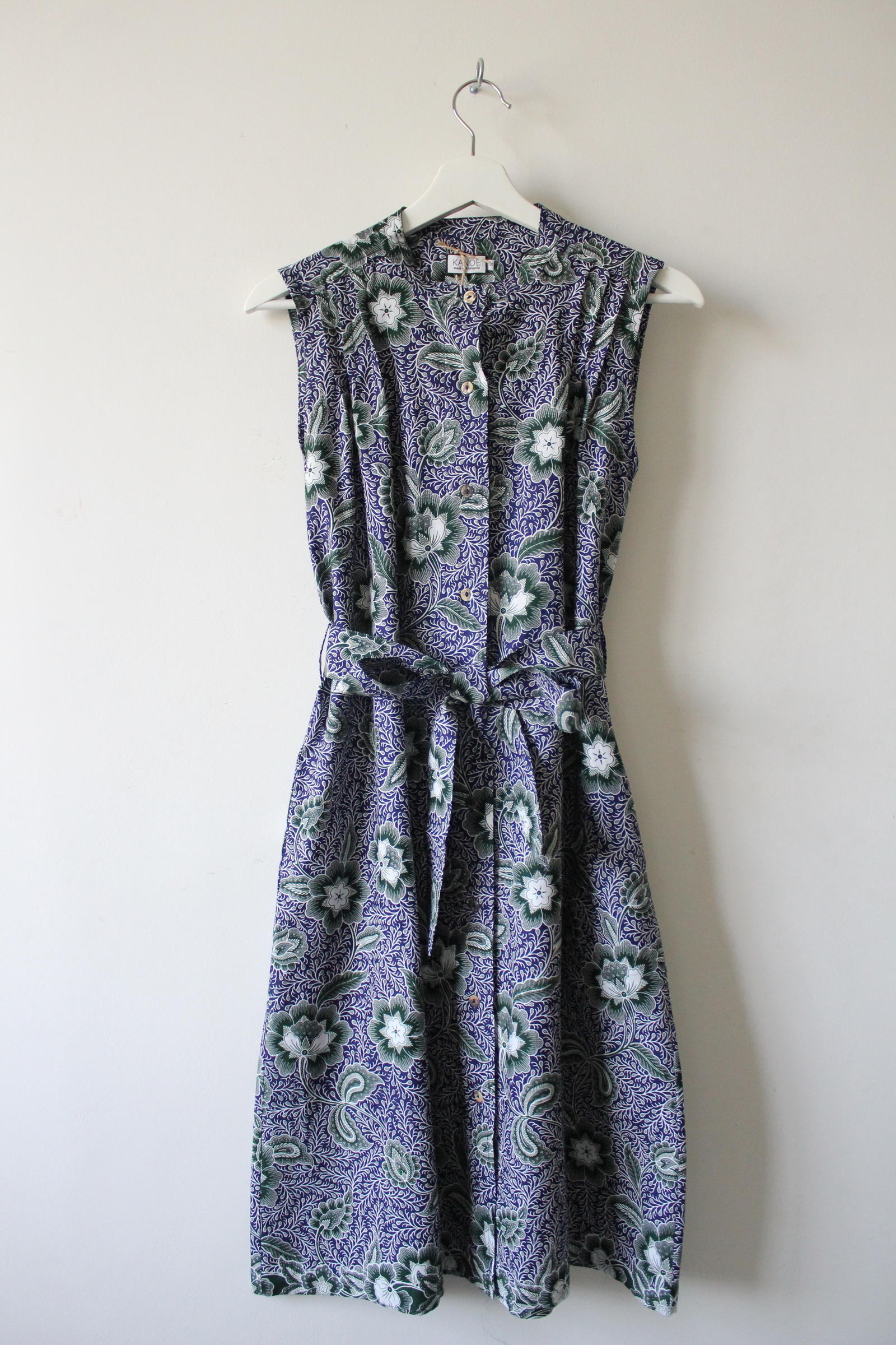 Button Down Dress (S) - Suvi (Blue/ Green)