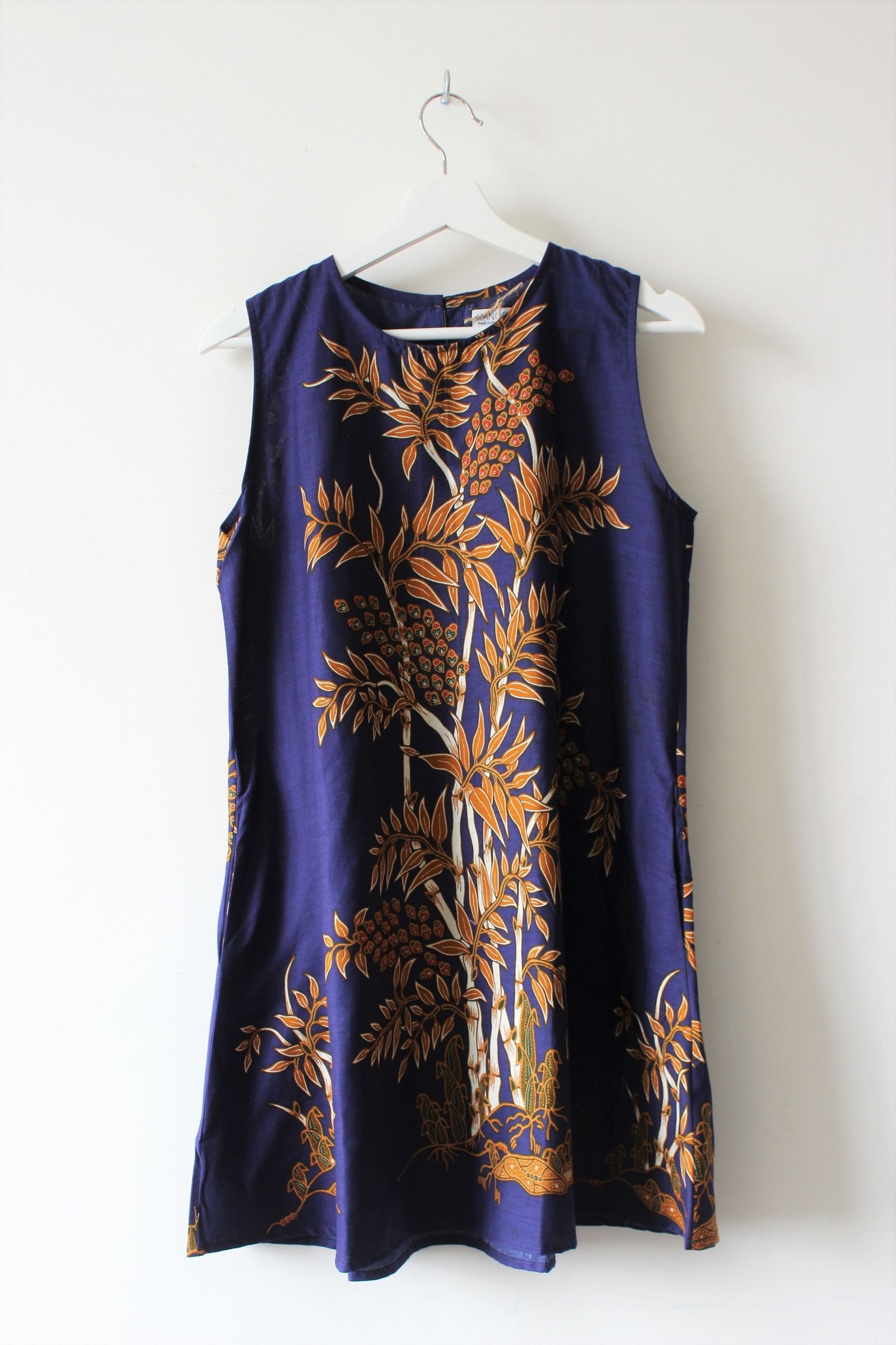 Batik Shift Dress (M) - Bamboo Star (Blue)