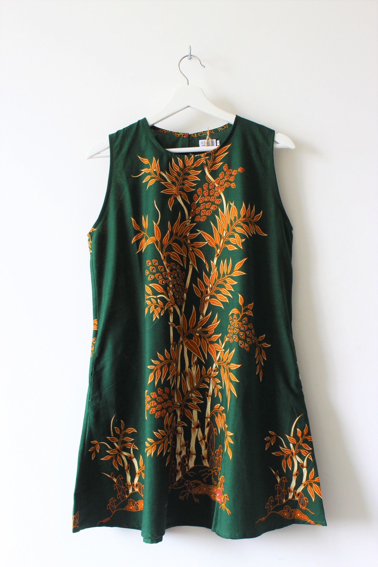 Batik Shift Dress (M) - Bamboo Star (Green)
