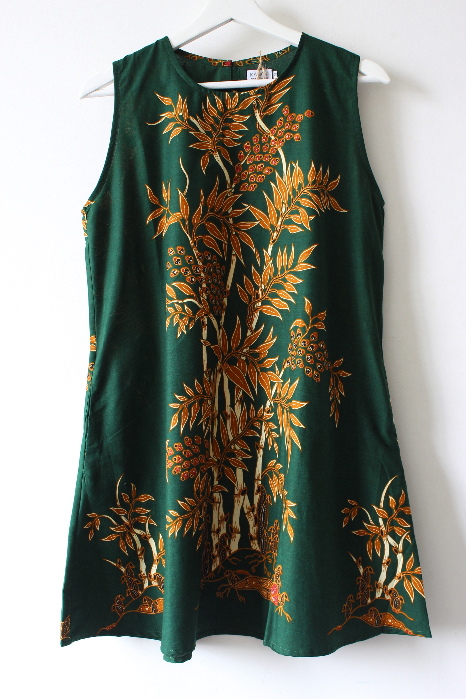 Batik Shift Dress (M) - Bamboo Star (Green)