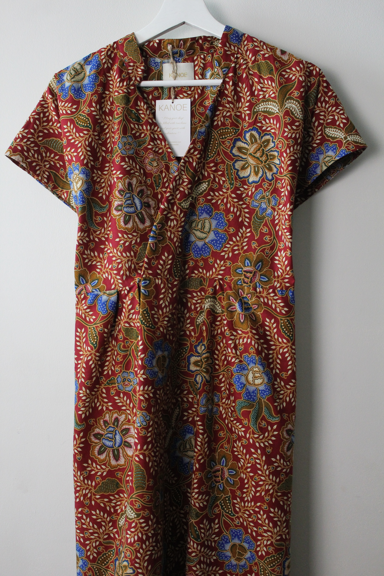 Kimono wrap dress w/ mandarin collar - Rouge