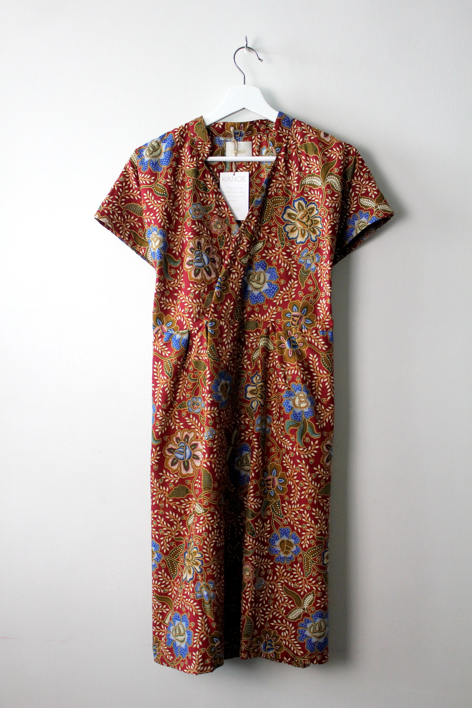 Kimono wrap dress w/ mandarin collar - Rouge