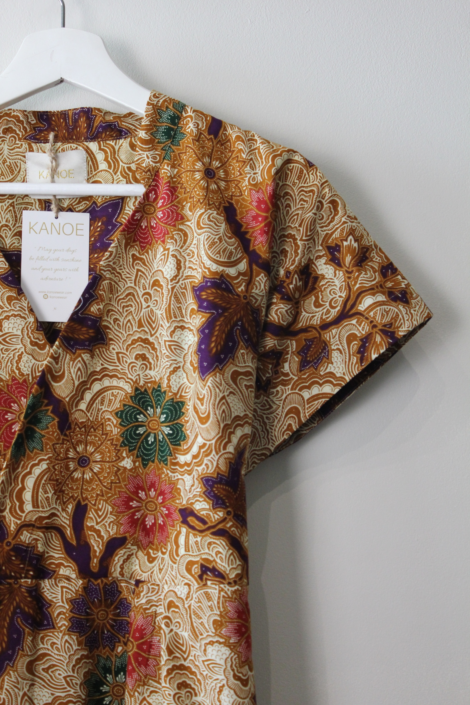 Kimono wrap dress w/ mandarin collar - Ouna