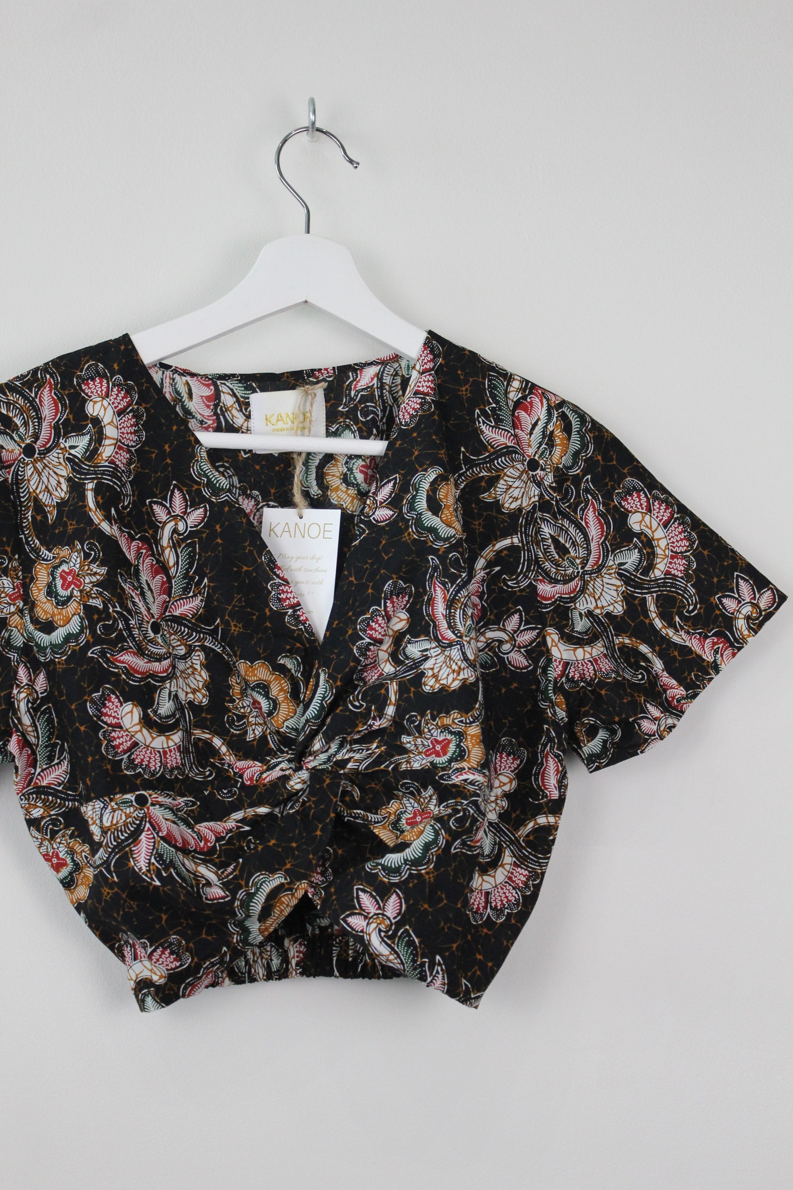Twisted Front Batik Top - Goma ( Black )