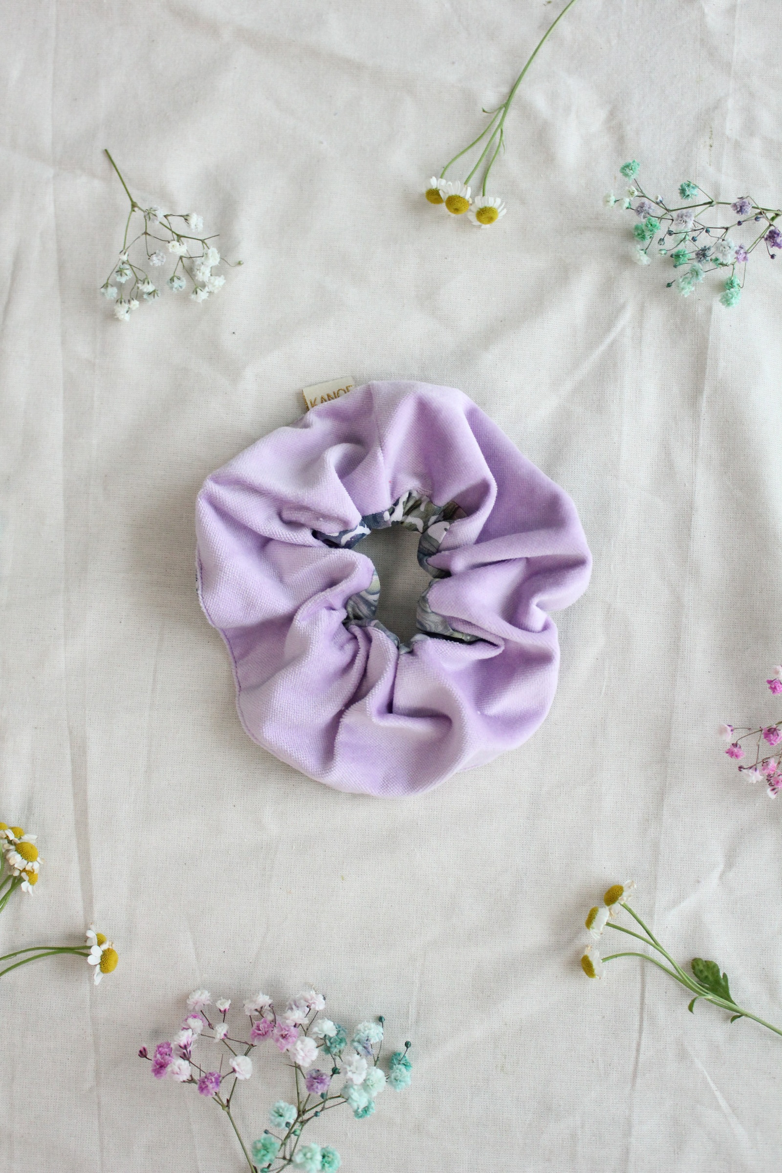 Velvetine+Batik Scrunchie-  Lavender