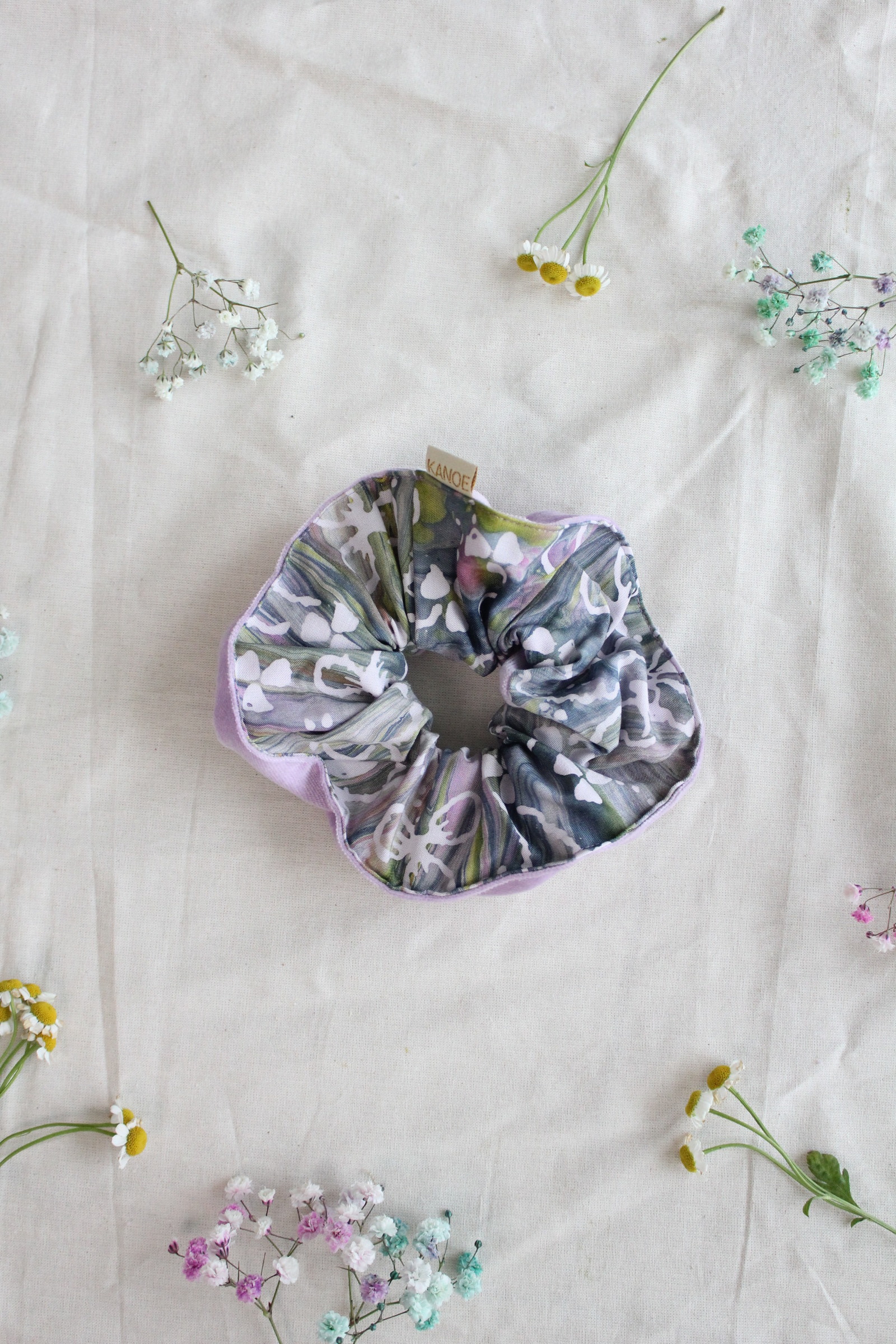 Velvetine+Batik Scrunchie-  Lavender