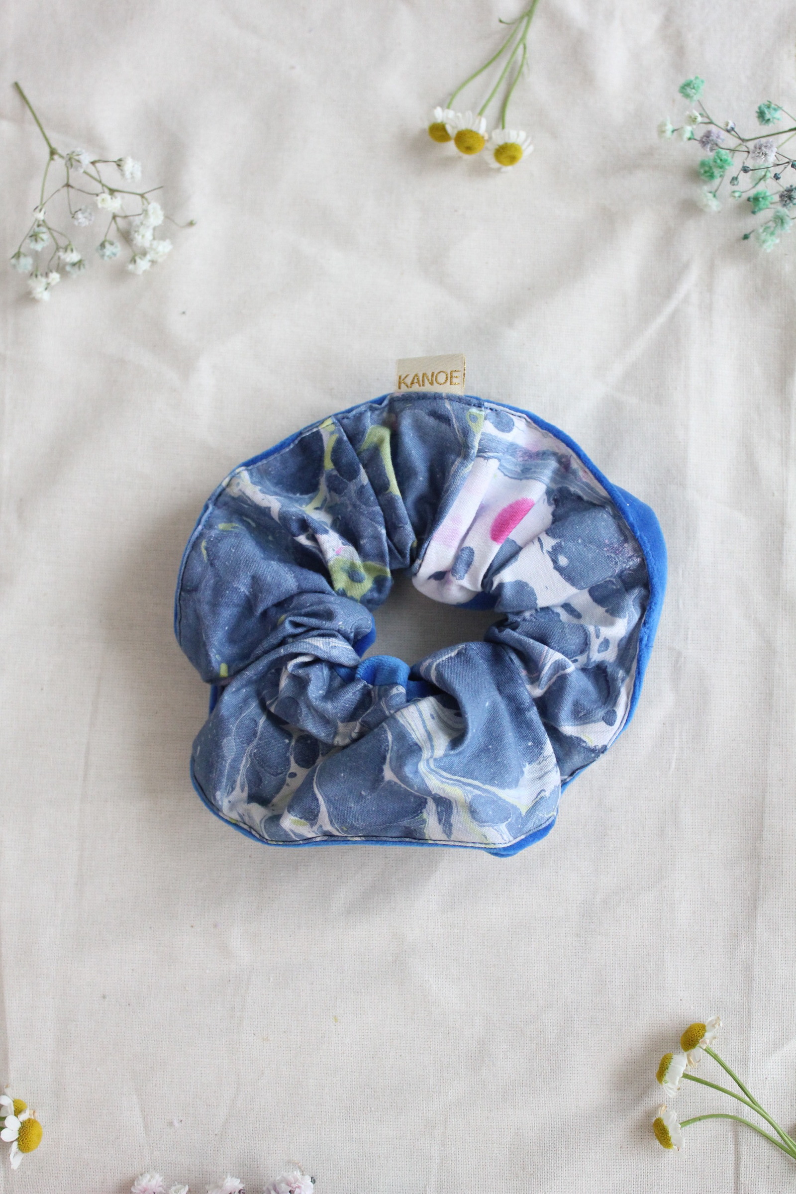 Velvetine+Batik Scrunchie - Cobalt Bleu