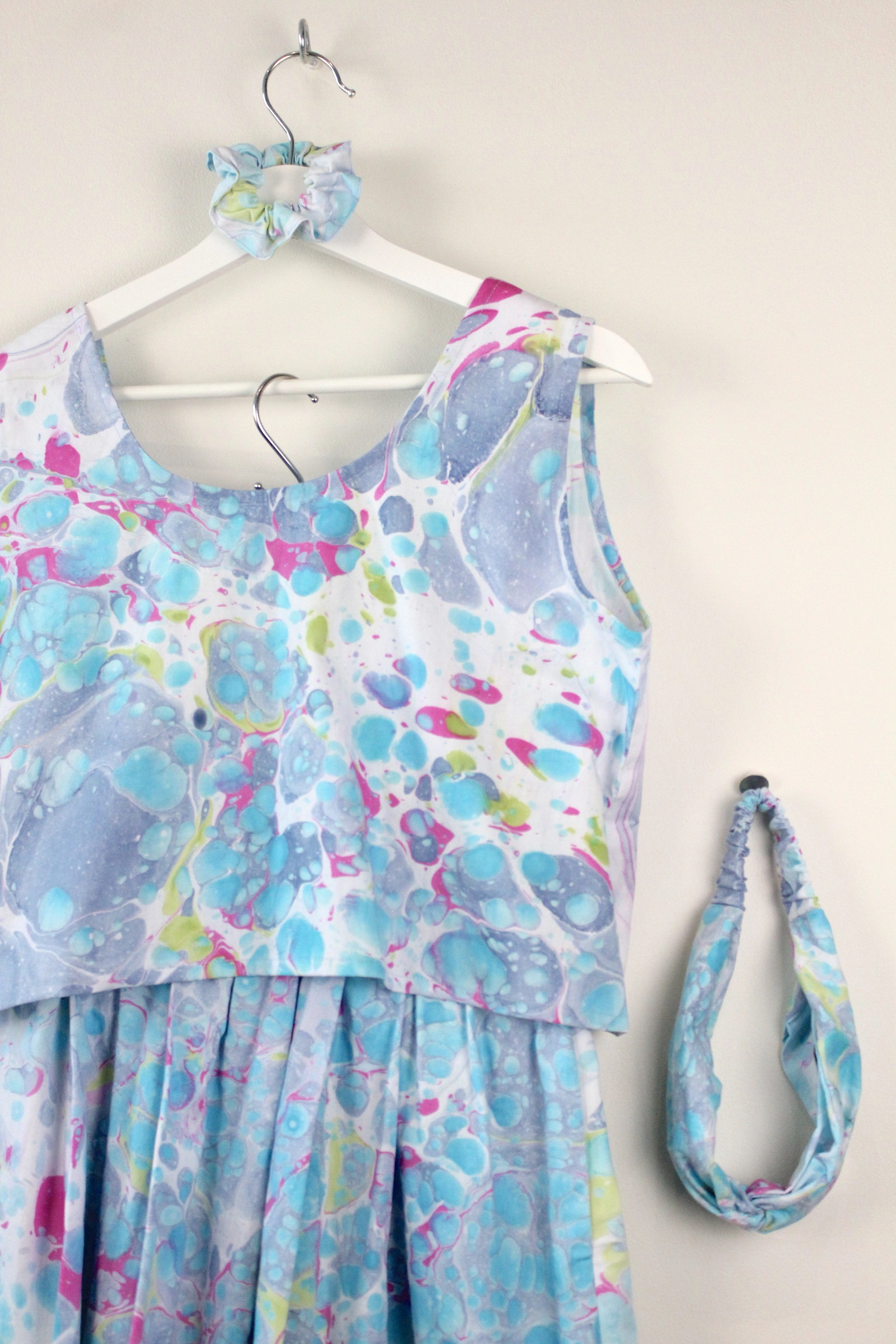 Hand Marbled Matching Beach Set - Skye