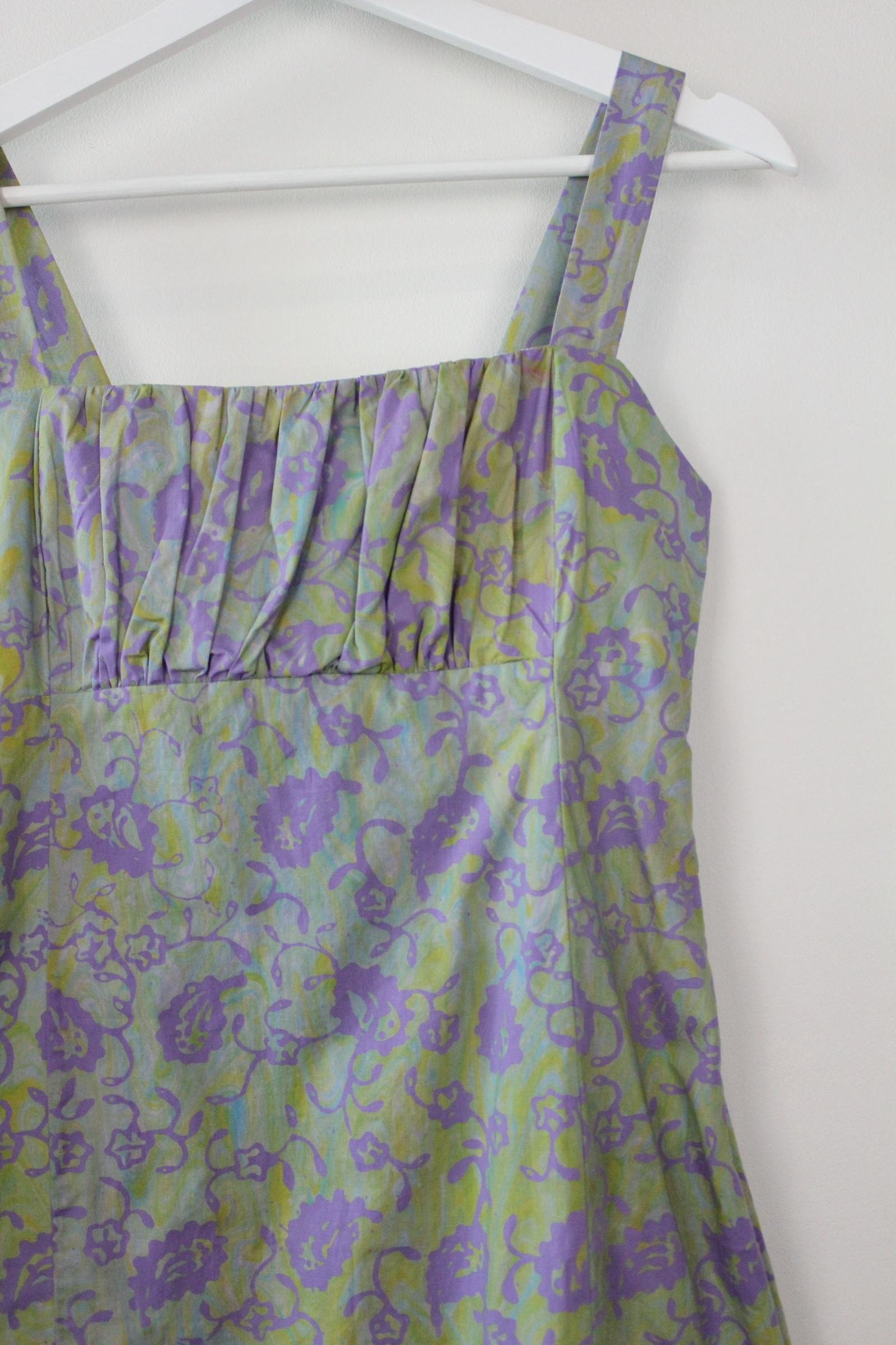 Hand Marbled Batik Dress - Limau