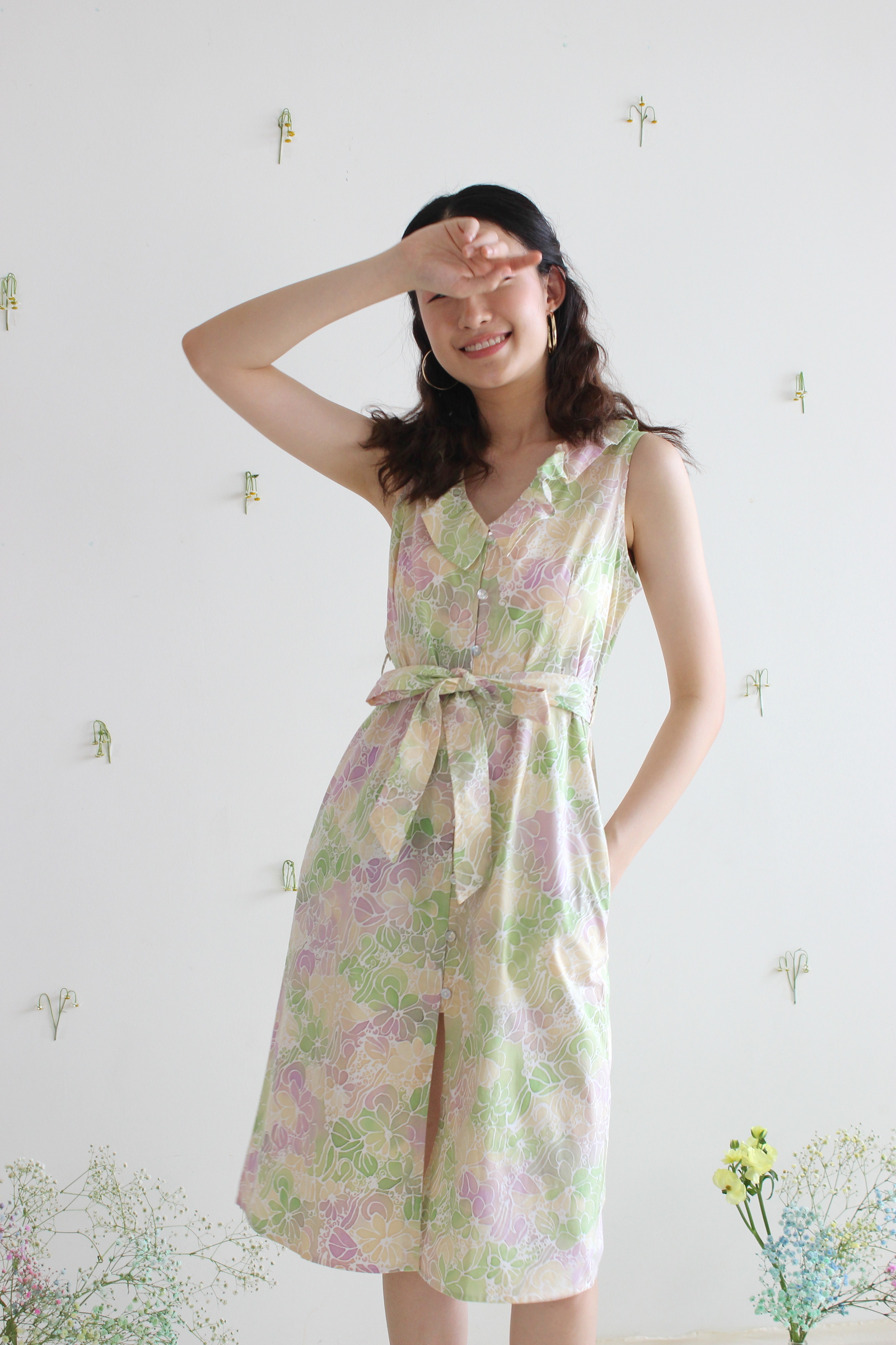 HandStamped Rainbow Batik Dress - Lavender Field