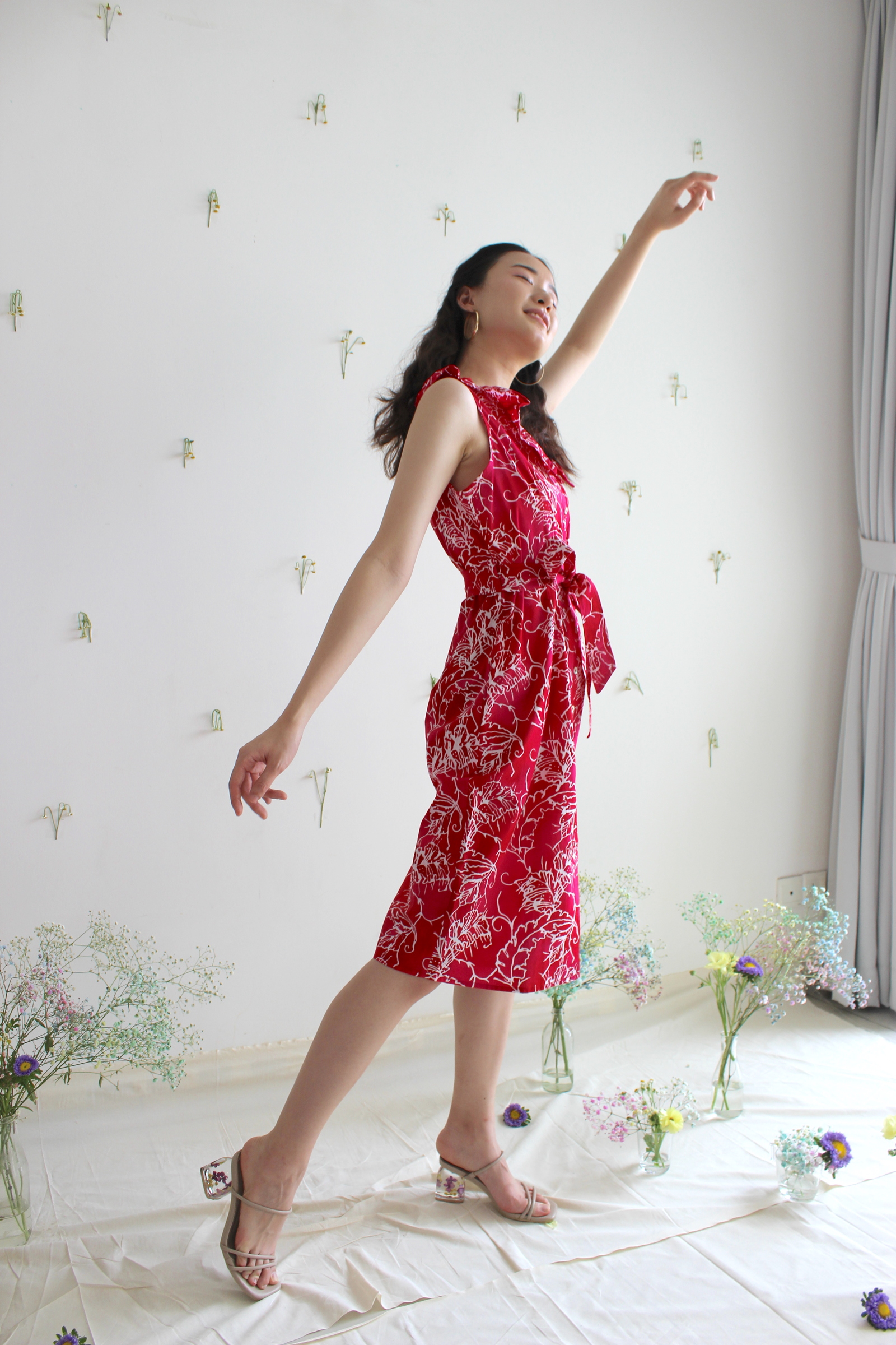 HandStamped Rainbow Batik Dress - Passion