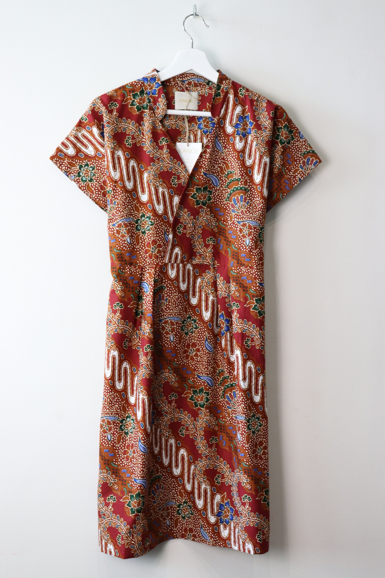 Kimono wrap dress w/ mandarin collar - Flame