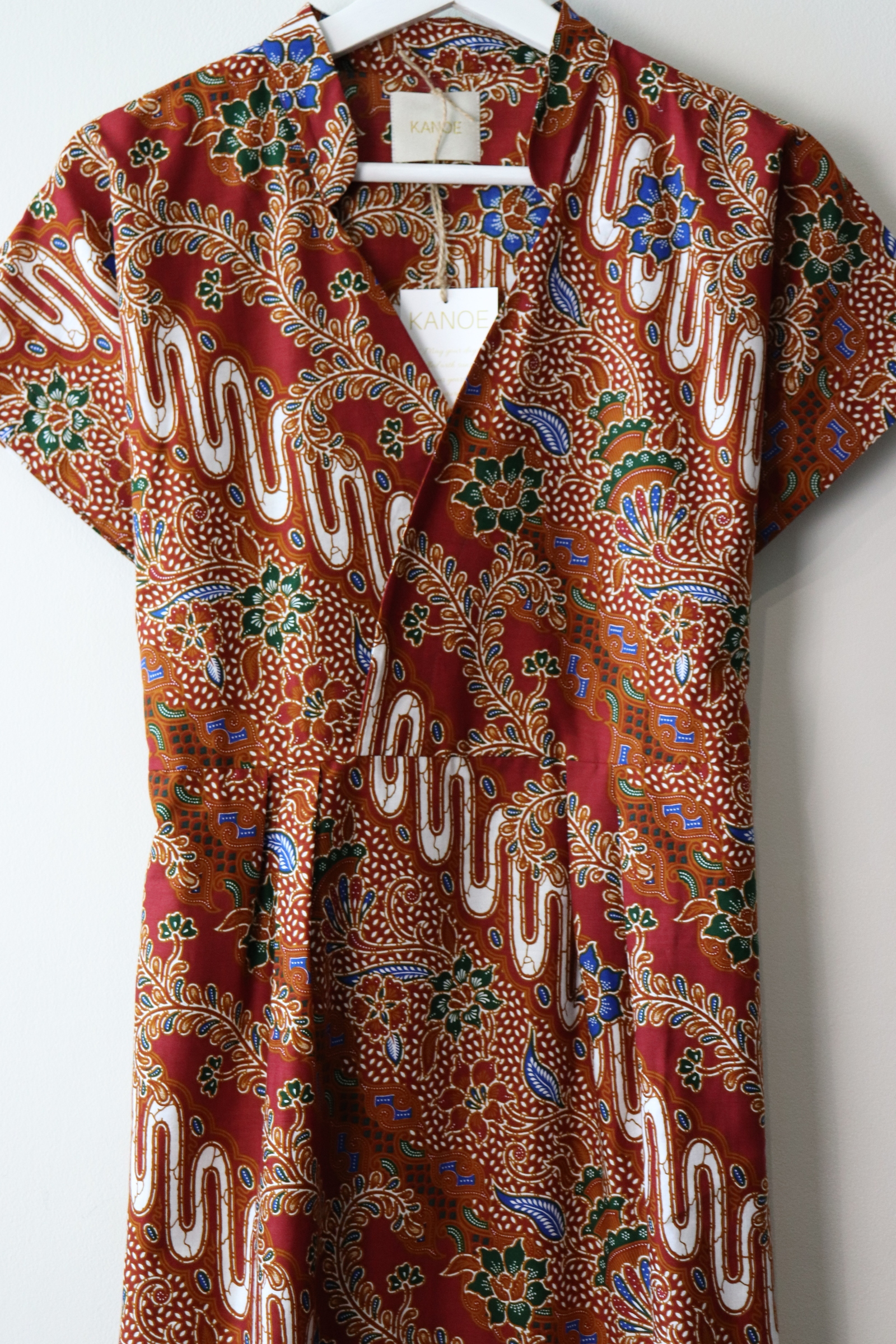 Kimono wrap dress w/ mandarin collar - Flame