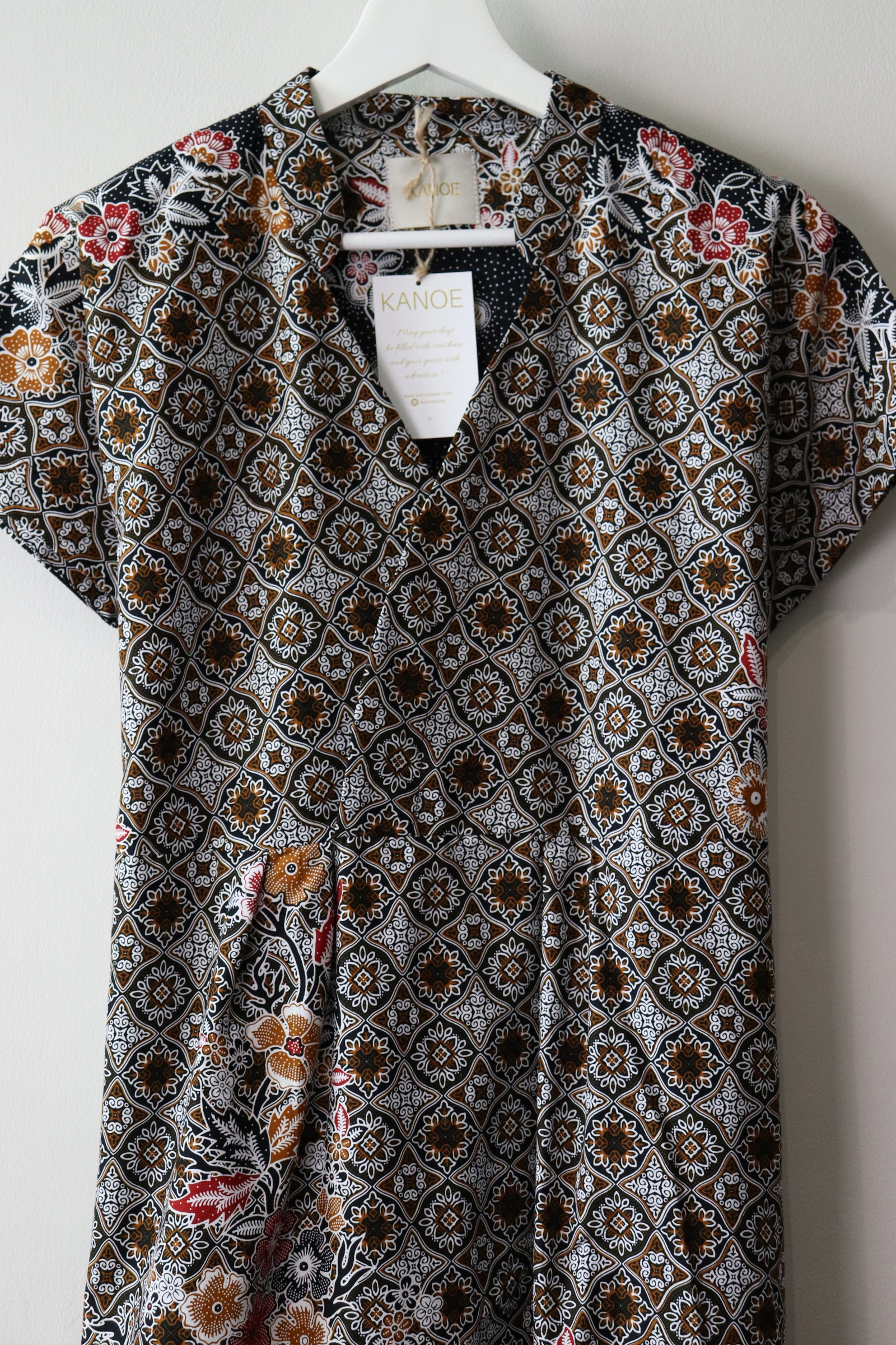 Kimono wrap dress w/ mandarin collar - Calm