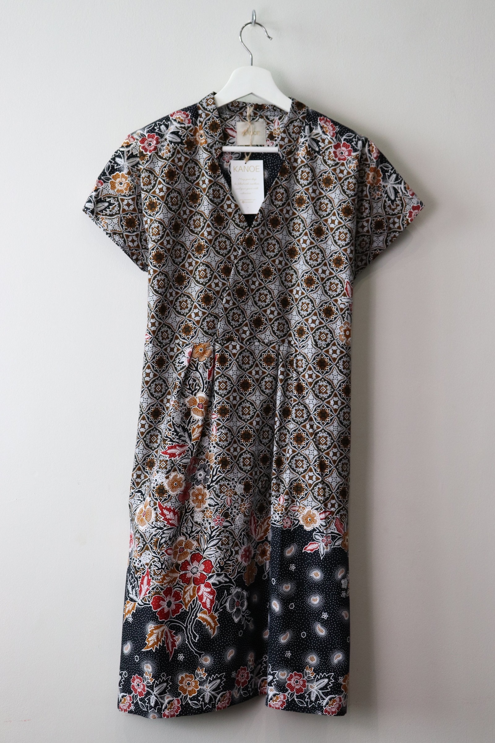 Kimono wrap dress w/ mandarin collar - Calm