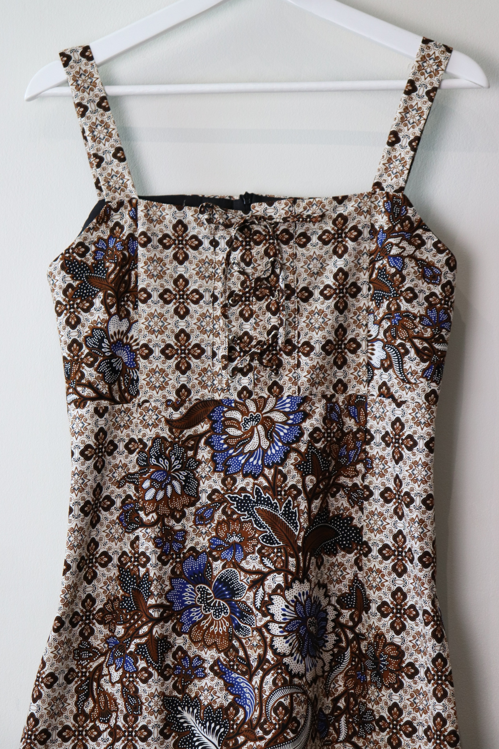 Batik Lace up Dress - Kani (Cobalt)