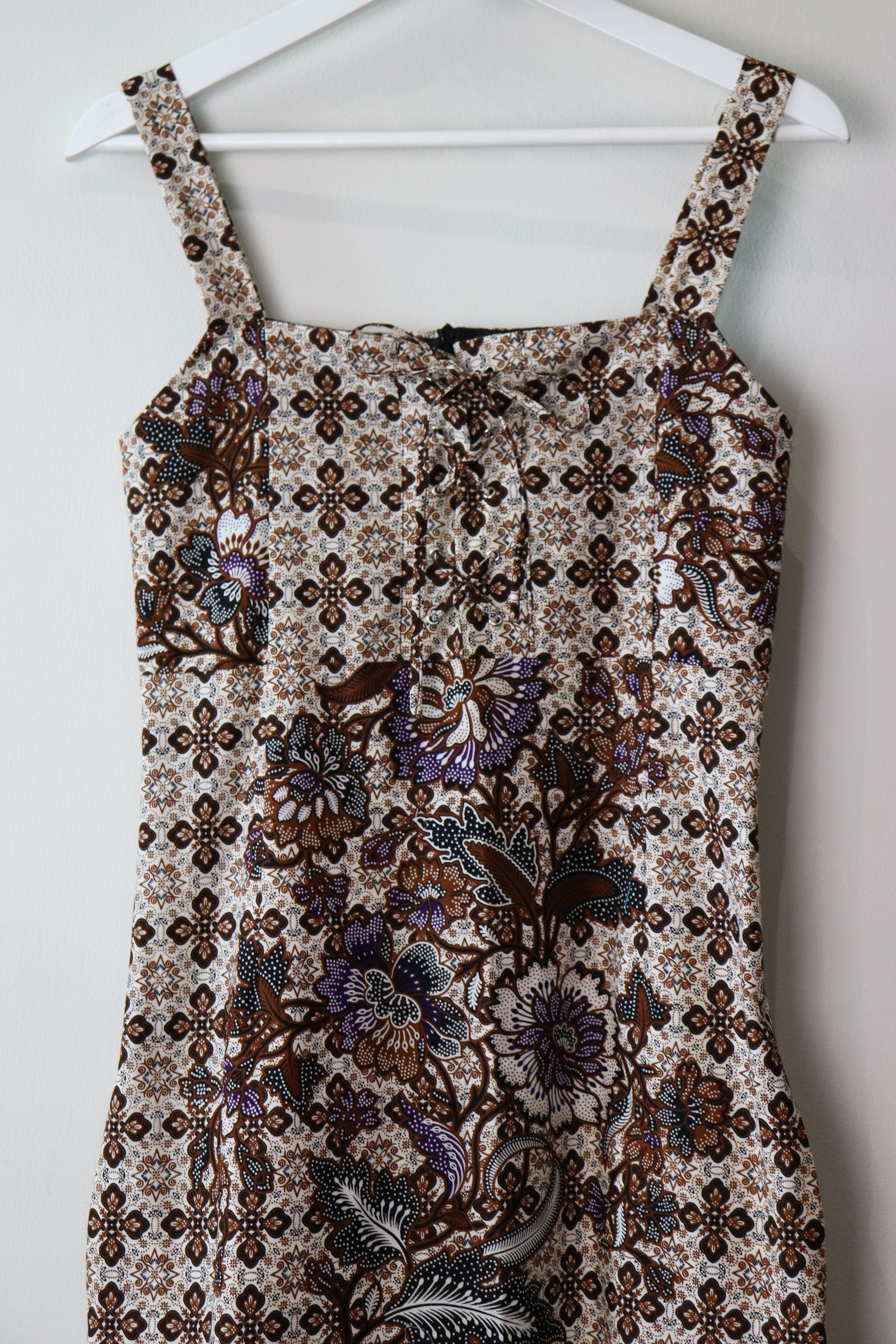 Batik Lace up Dress - Kani (Violet)