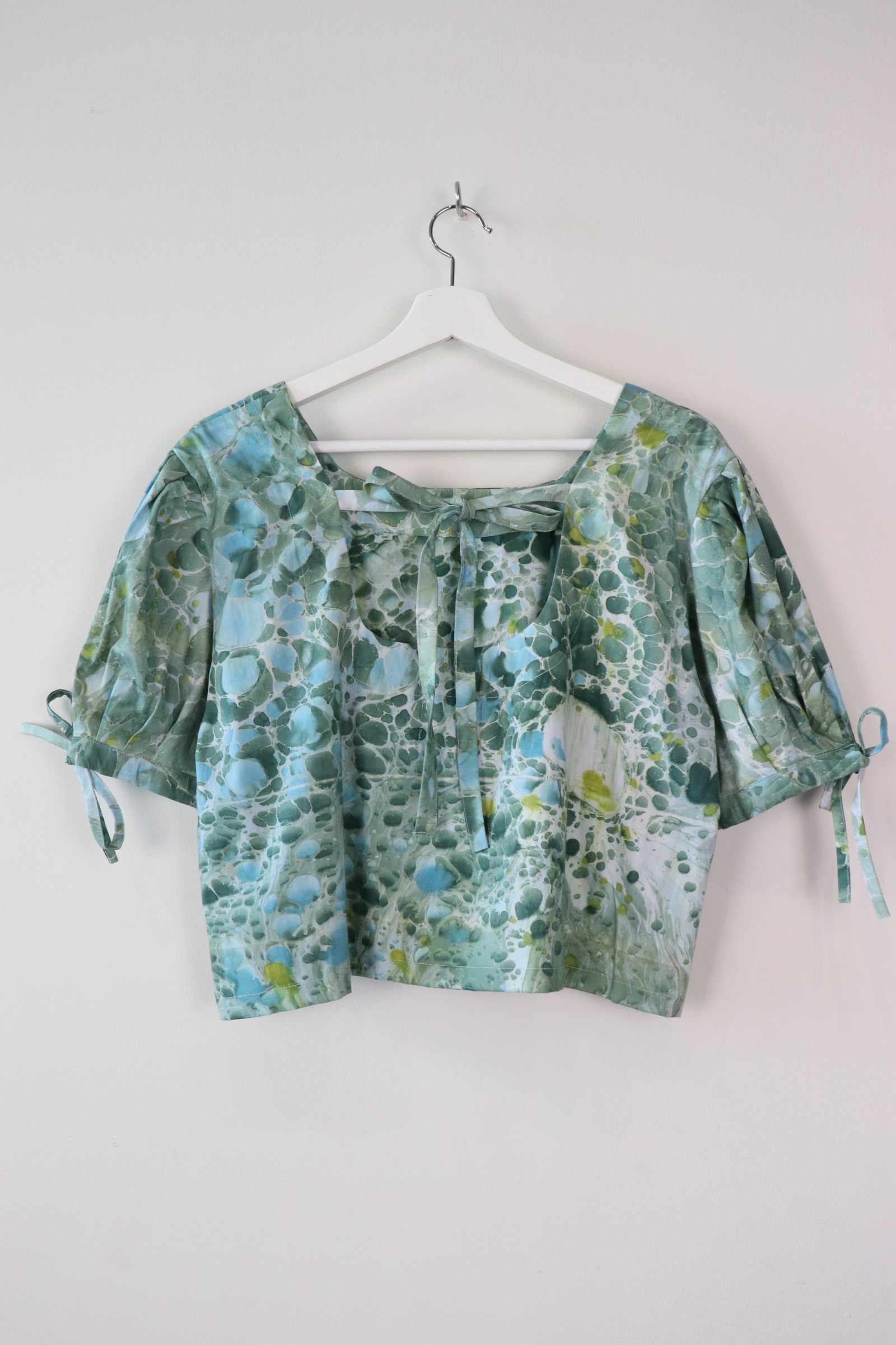 Hand Marbled Bow Top - Ocean Shades