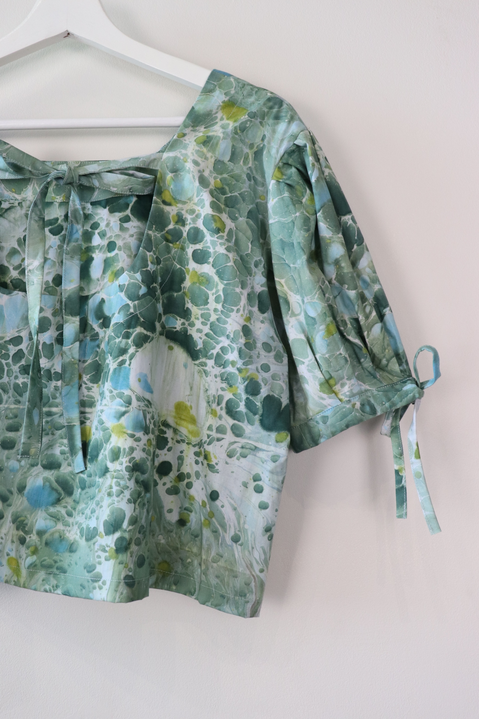 Hand Marbled Bow Top - Ocean Shades