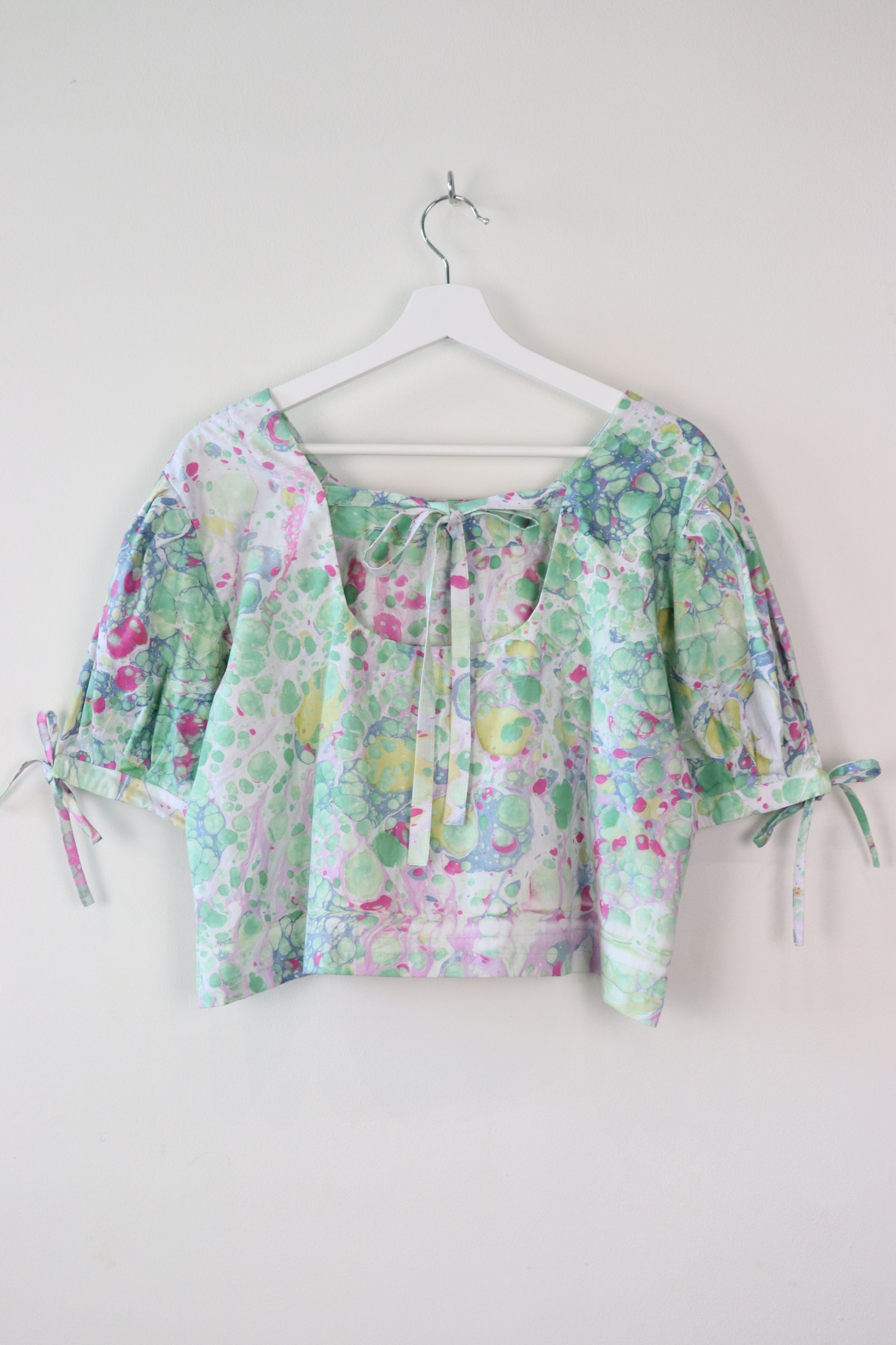 Hand Marbled Bow Top - Beach Babe