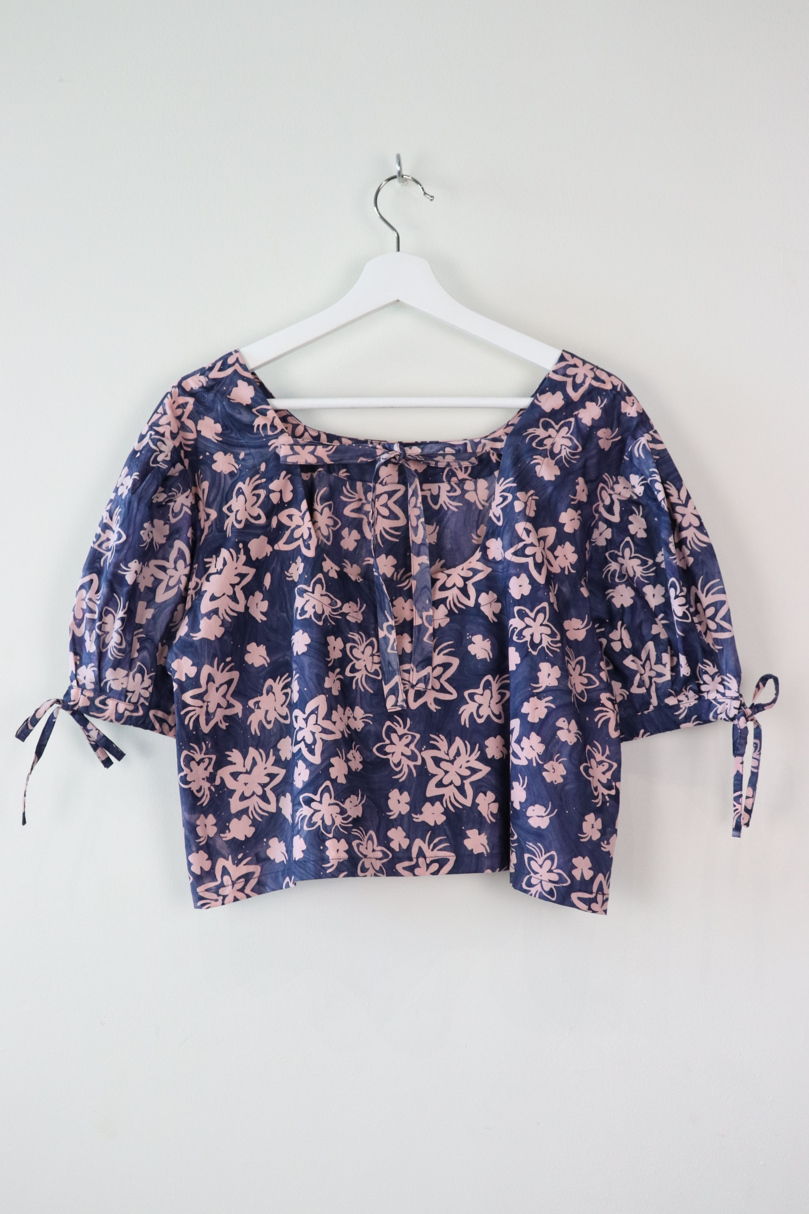 Hand Marbled Bow Top - Midnight Sakura