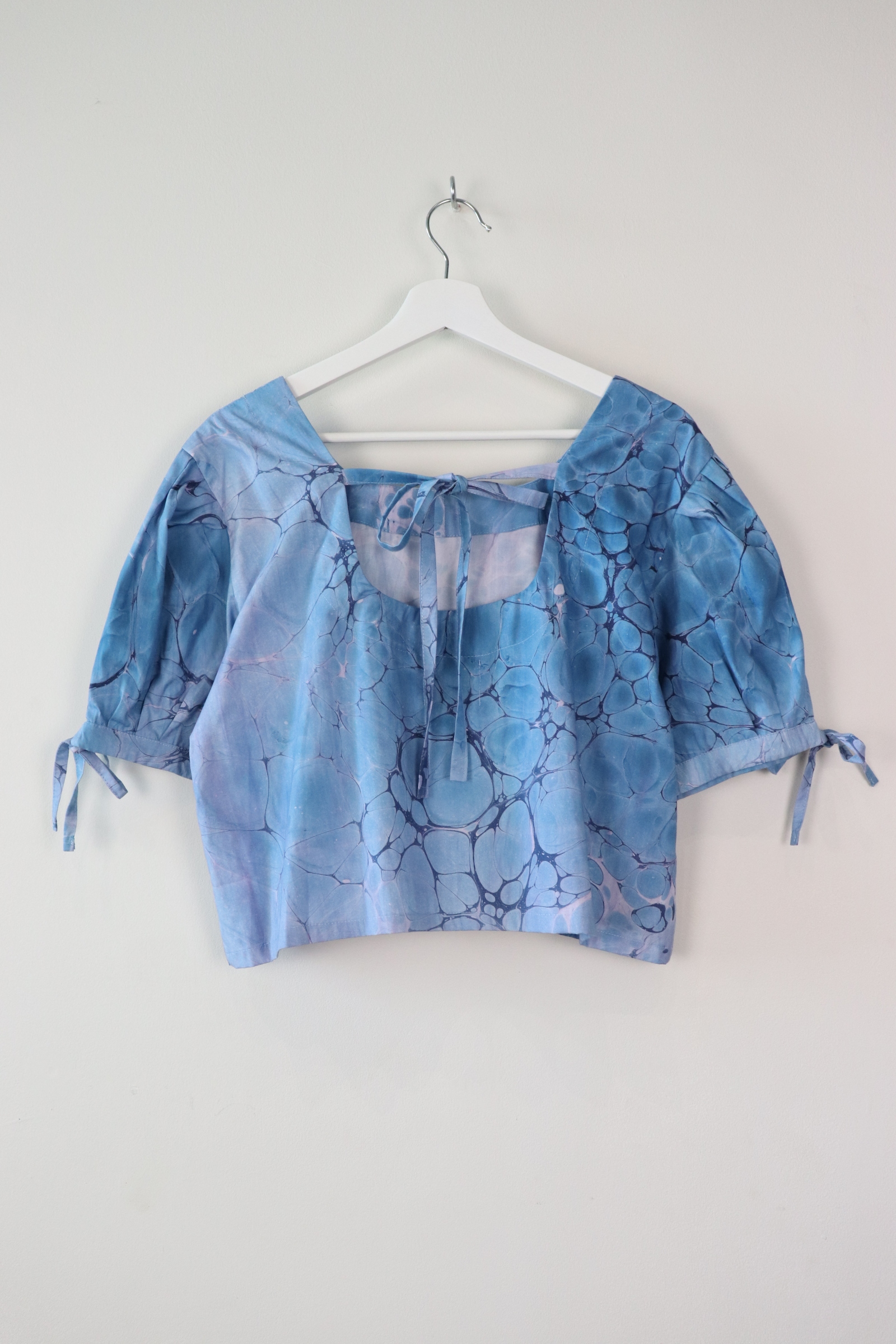 Hand Marbled Bow Top - Infinite Deep Blue