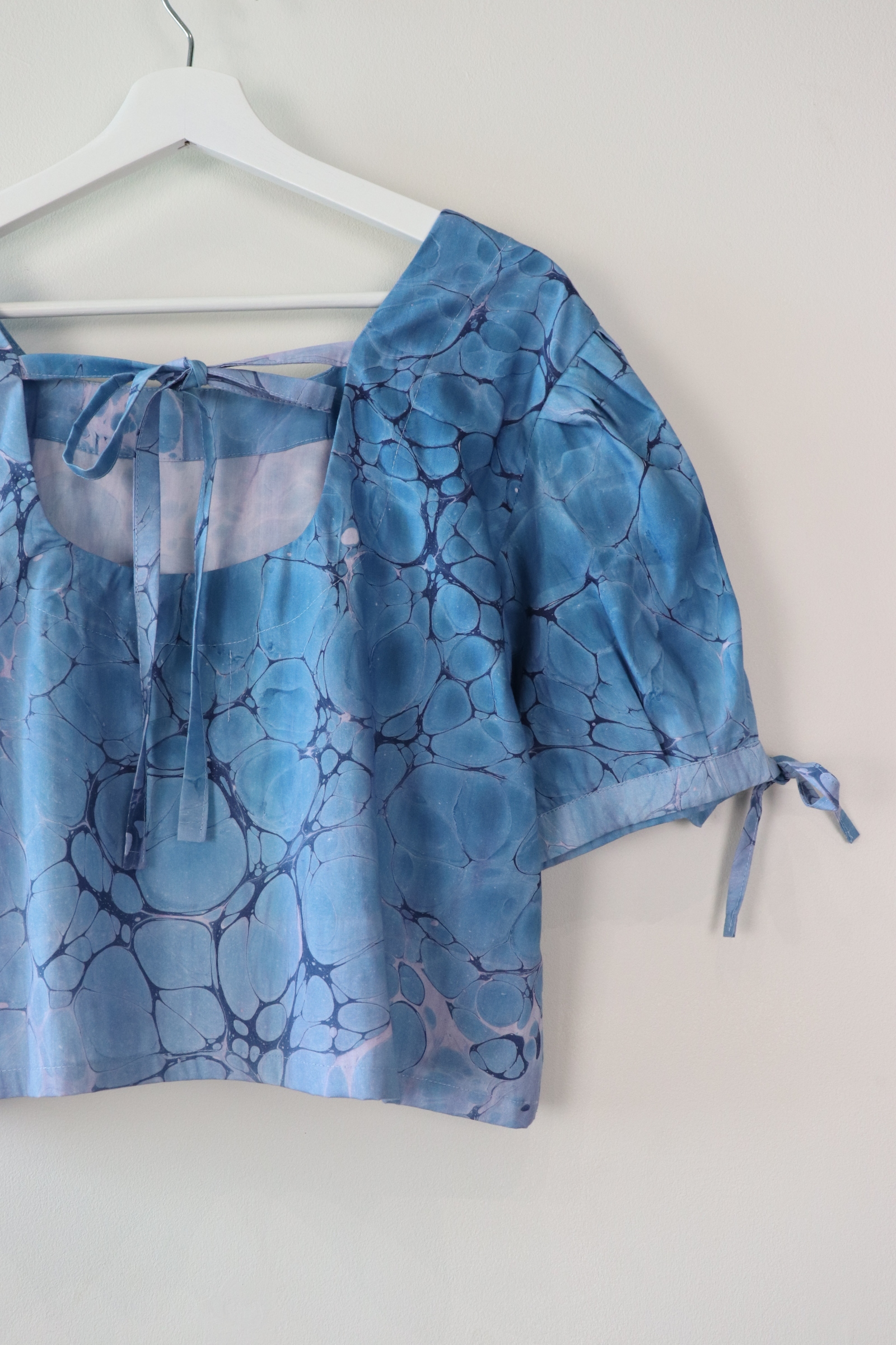 Hand Marbled Bow Top - Infinite Deep Blue