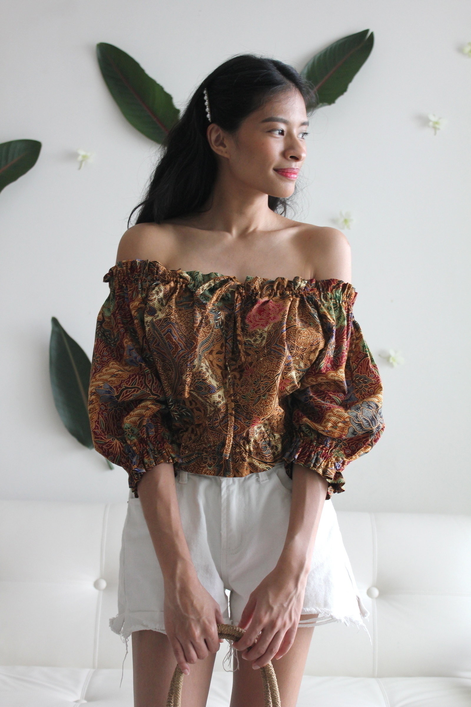 Off-Shoulder Batik Blouse - Winona Ryder