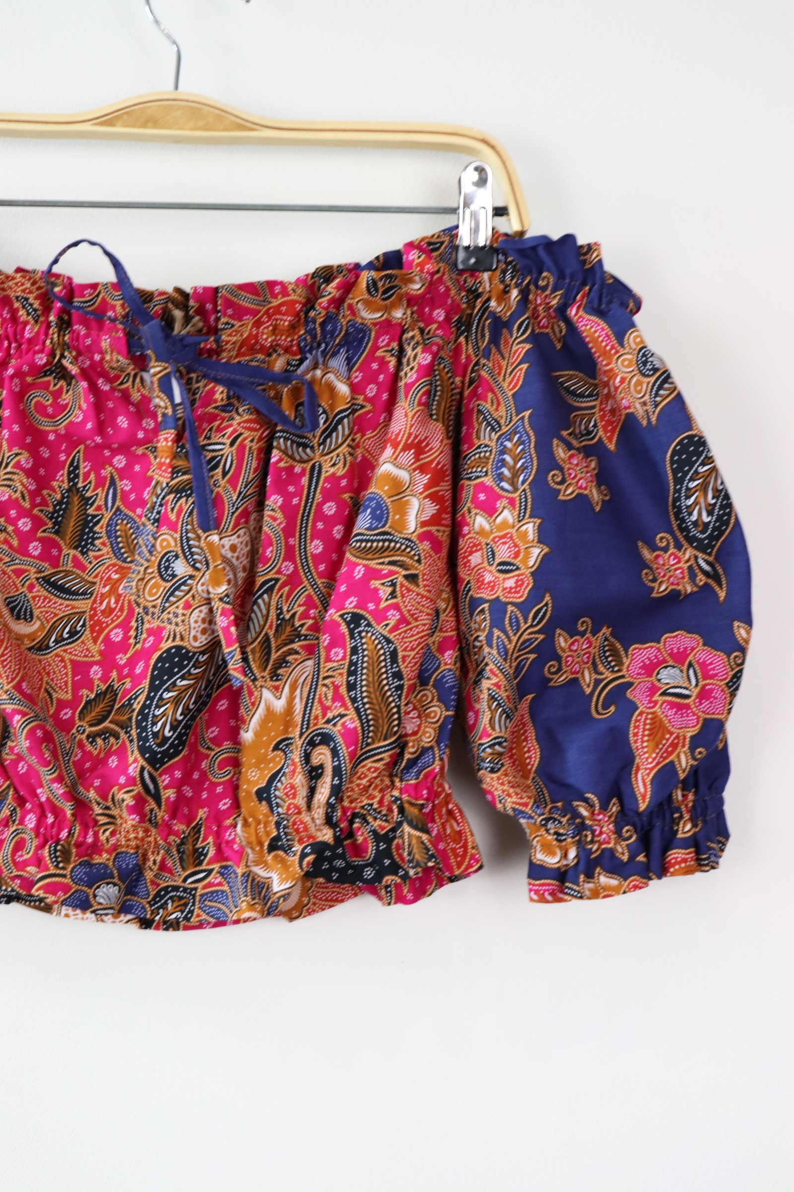 Off-Shoulder Batik Blouse - Rose