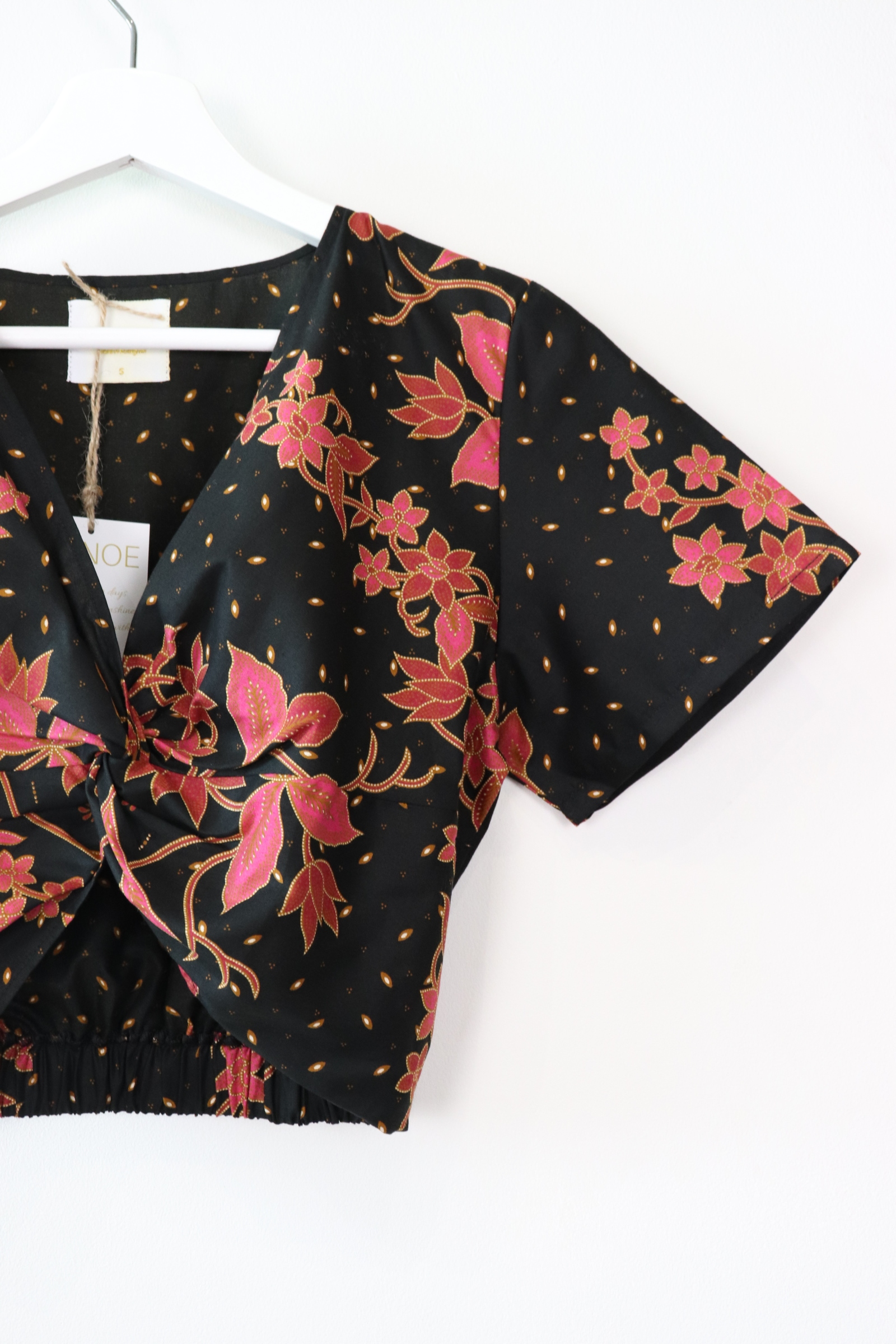 Twisted Front Batik Top - Rose