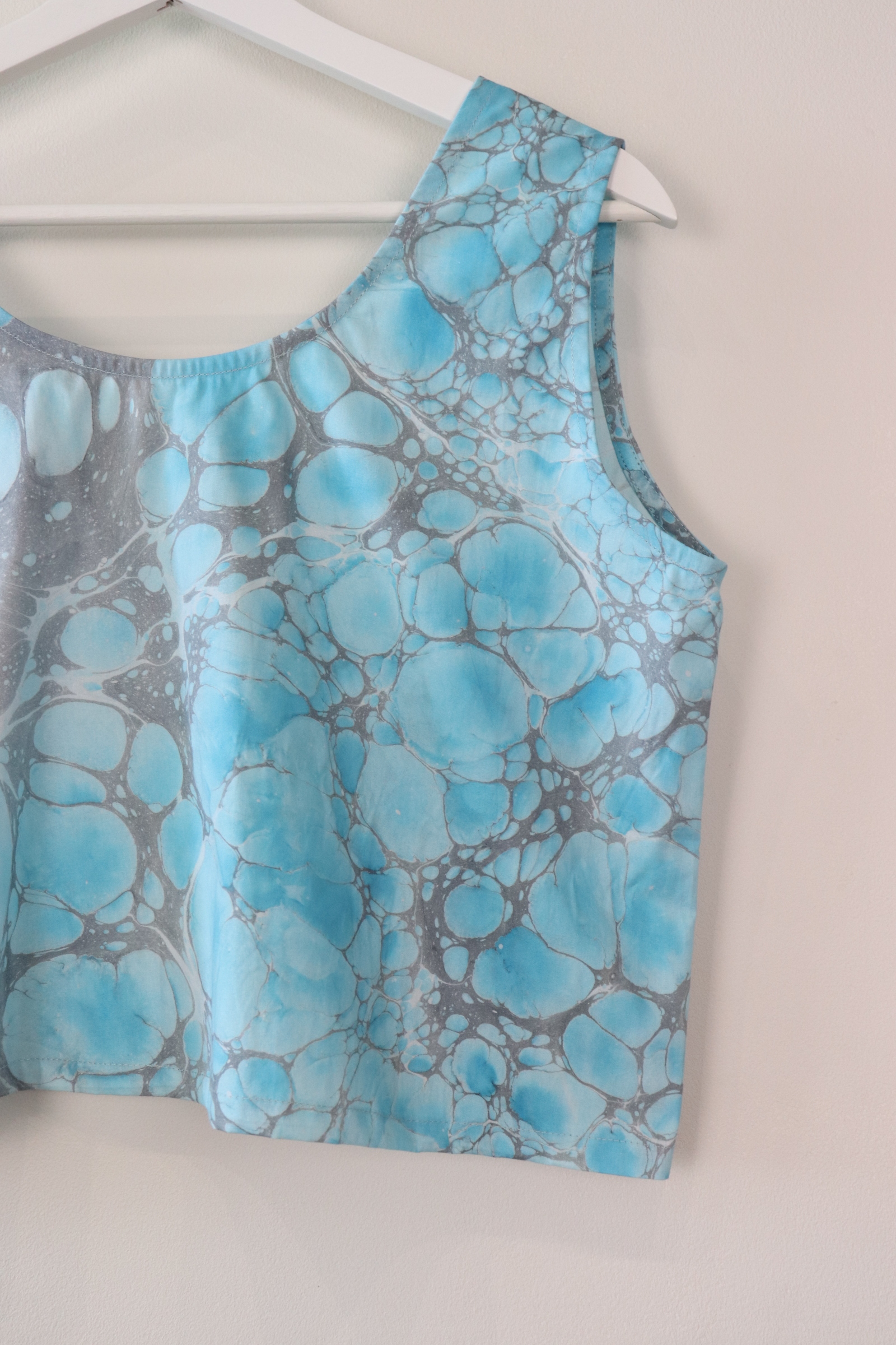 Hand Marbled Tank Top - Baby Blue