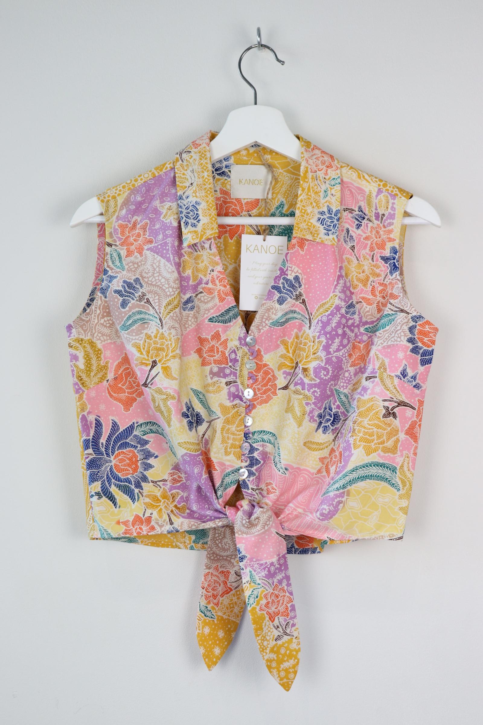 Candy Sleeveless Vintage Top - Sunshine ( Handstamped Batik )
