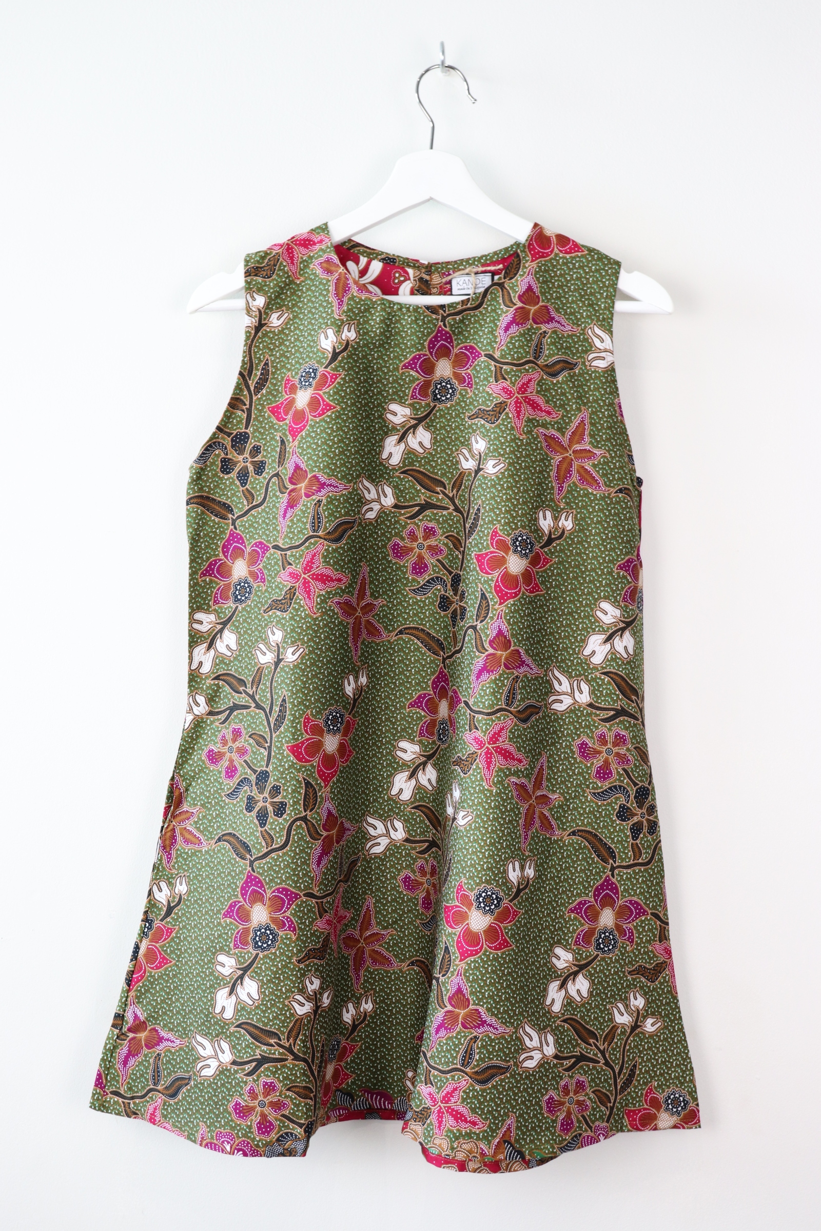 Batik Shift Dress (S) - Olive