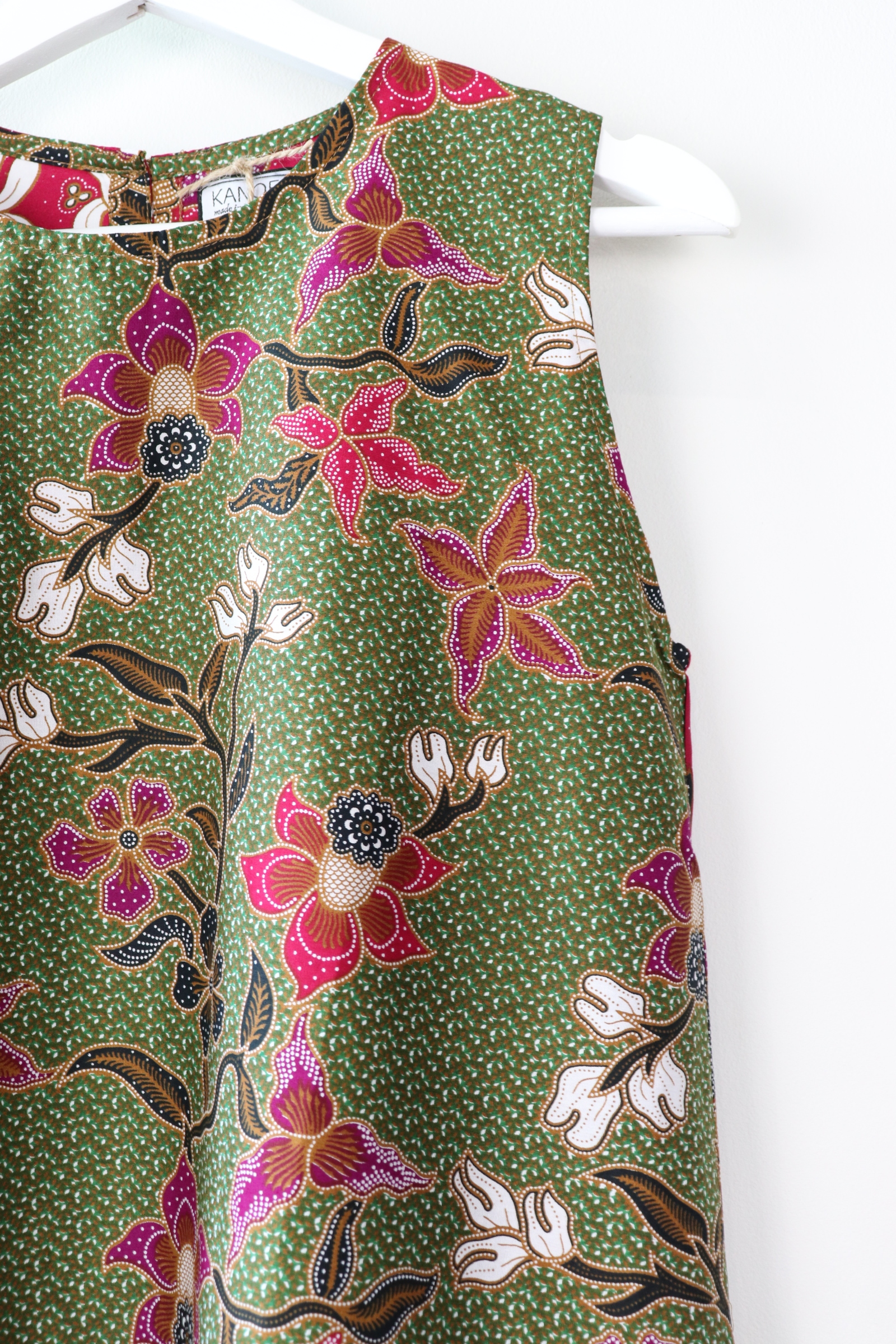 Batik Shift Dress (S) - Olive