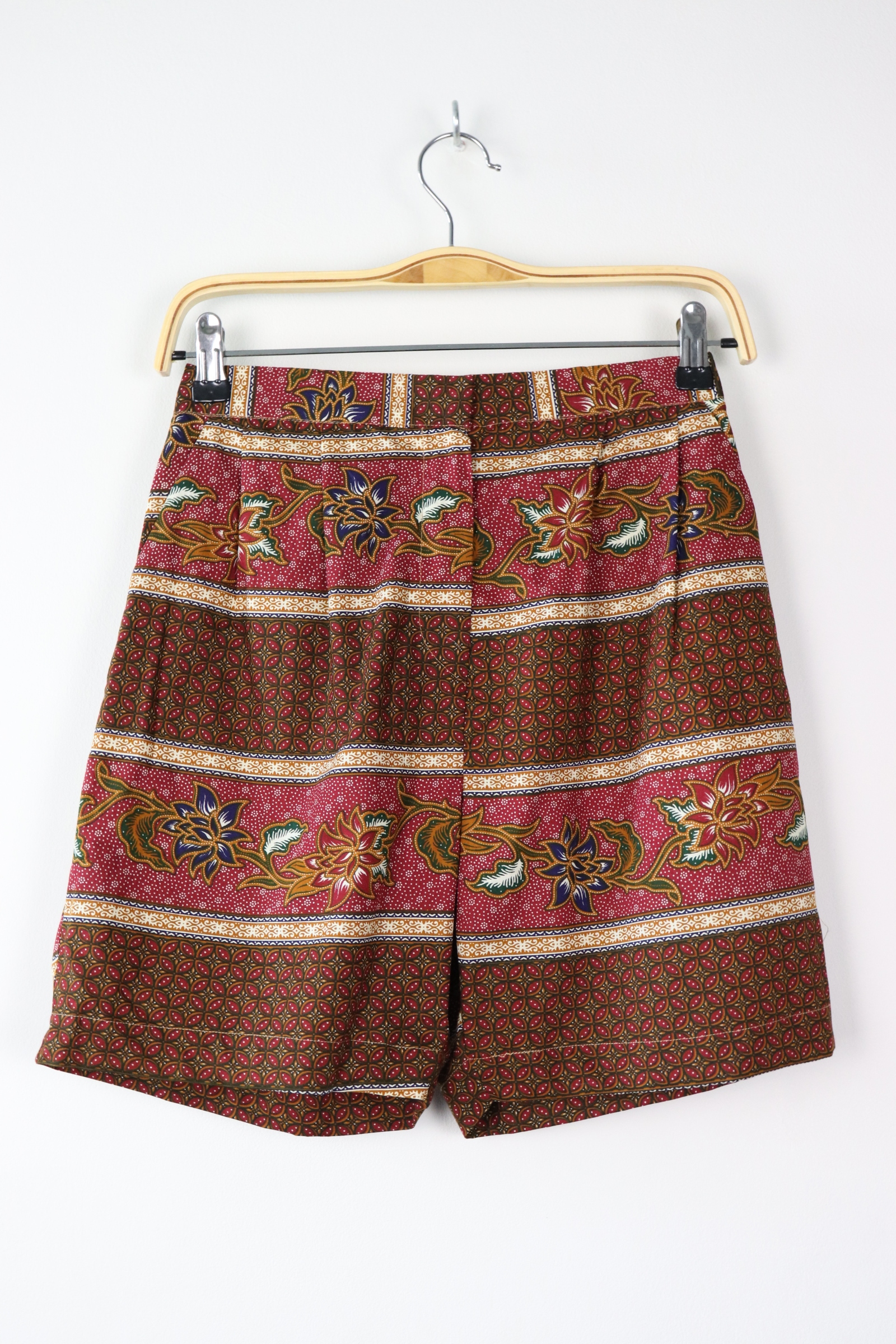 Tailored Batik Shorts - Maroon Magic (S)