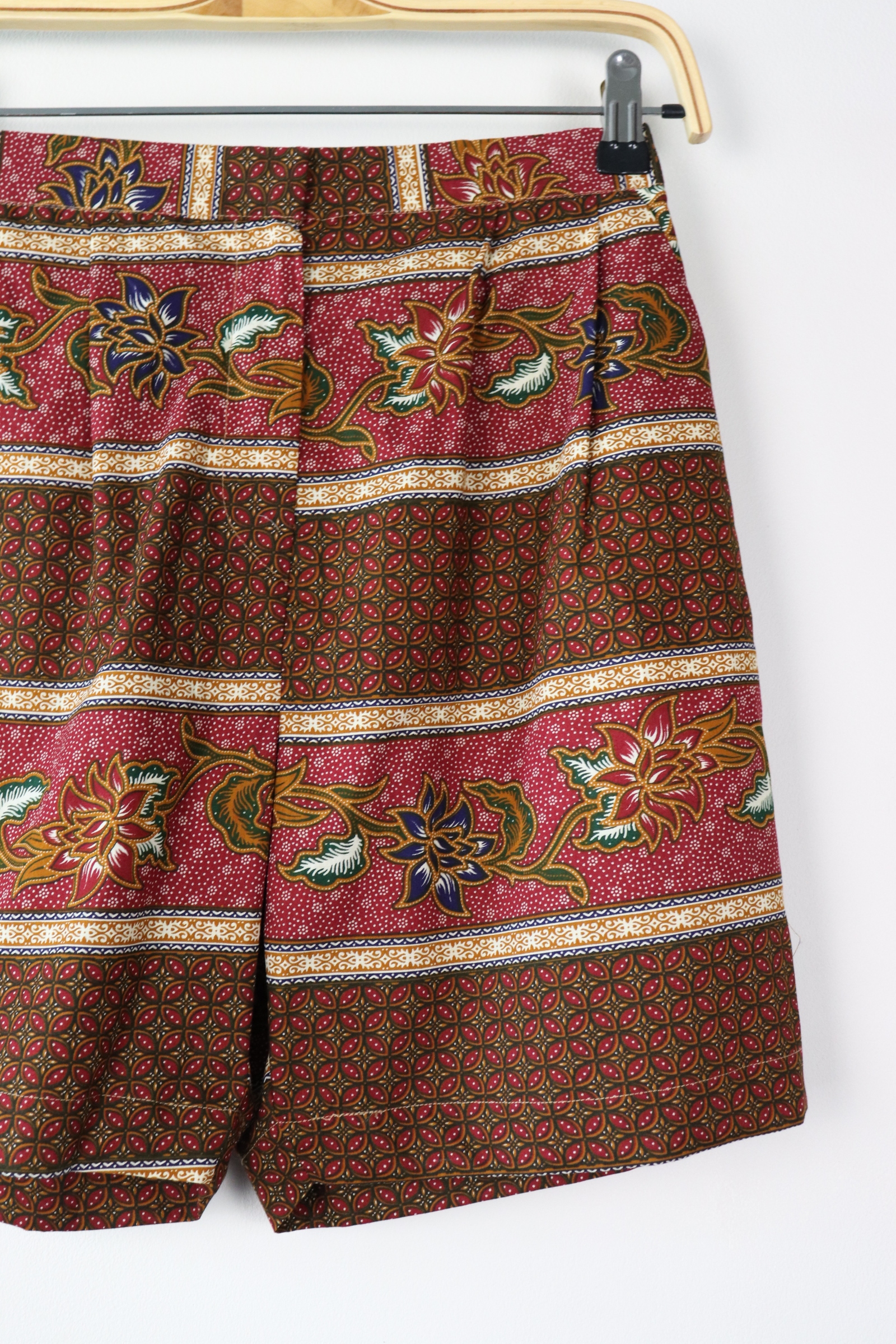 Tailored Batik Shorts - Maroon Magic (S)
