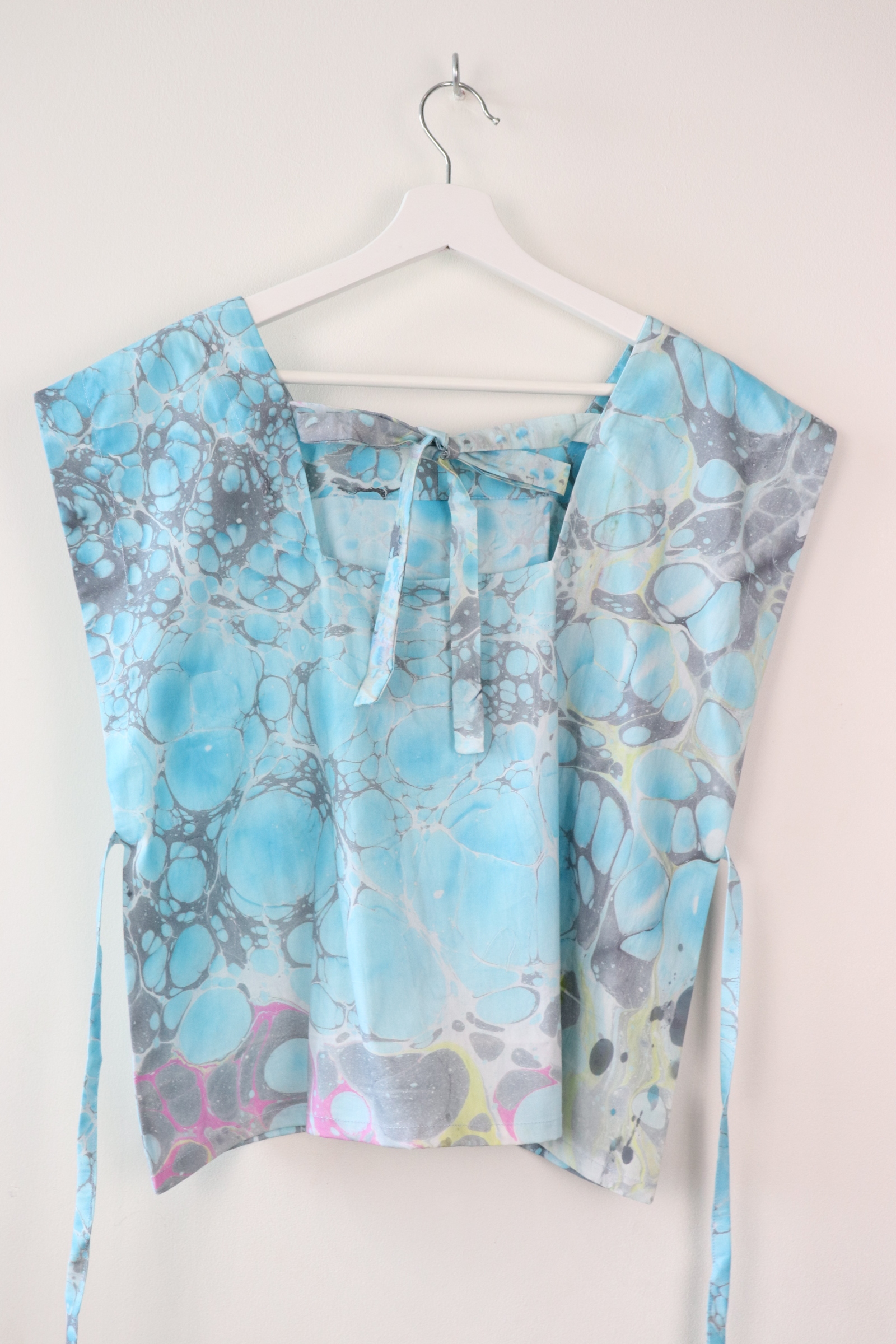 BrunchDate Boxy Batik Top - SkyCrush ( Hand Marbled )