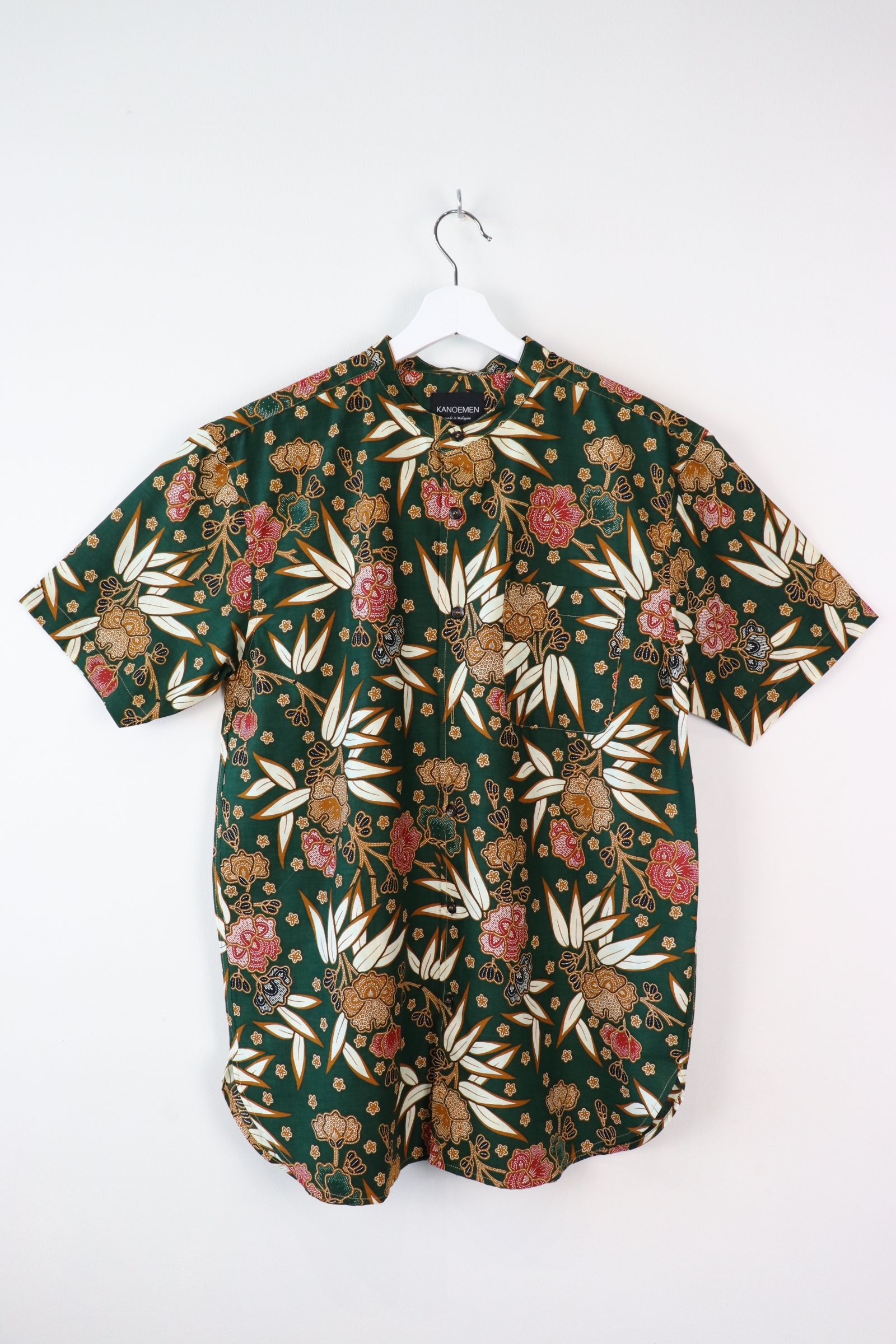 KANOEMEN Stand Collar Batik Shirt - Jagermeister (L)