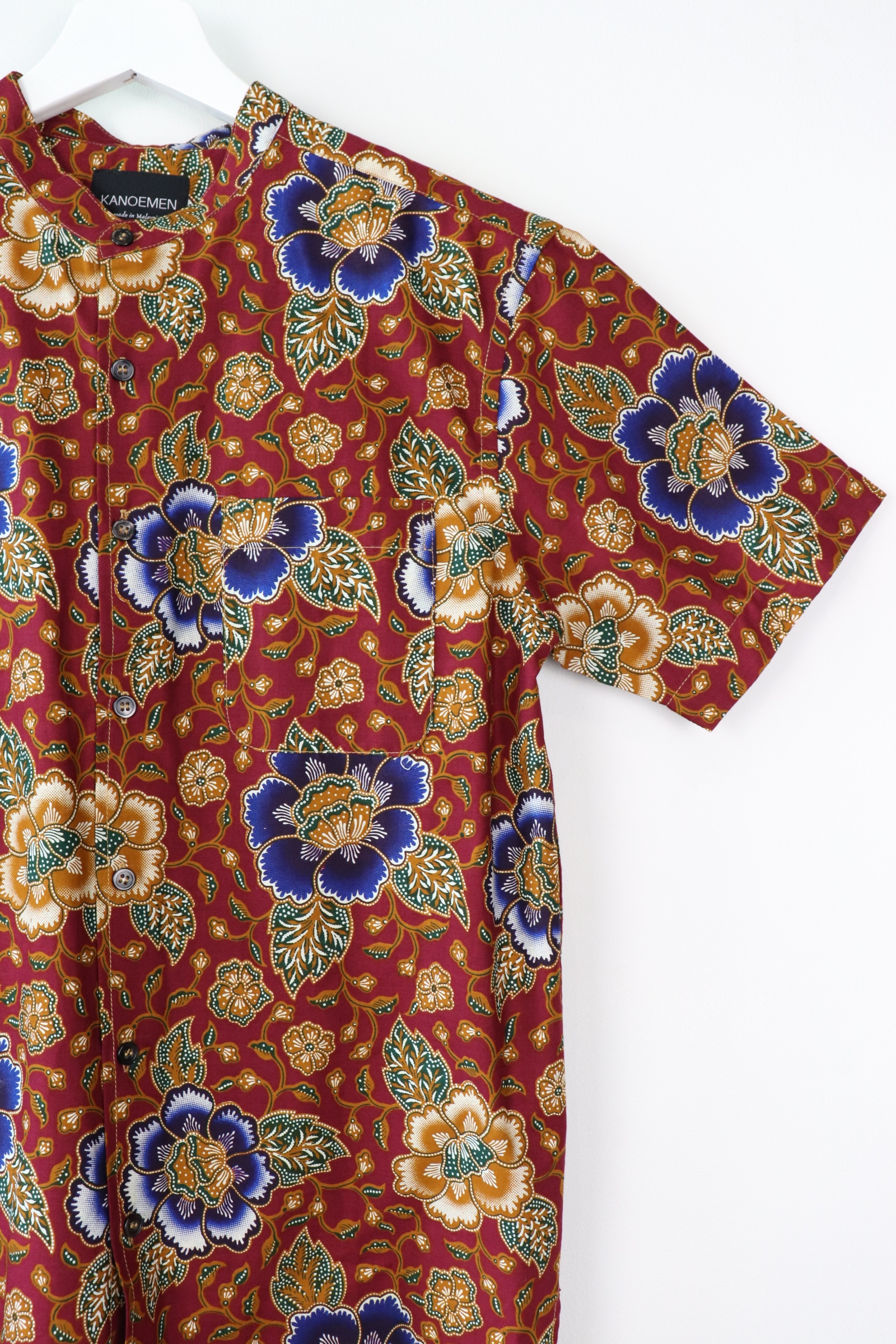 KANOEMEN Stand Collar Batik Shirt - Brandy (S)