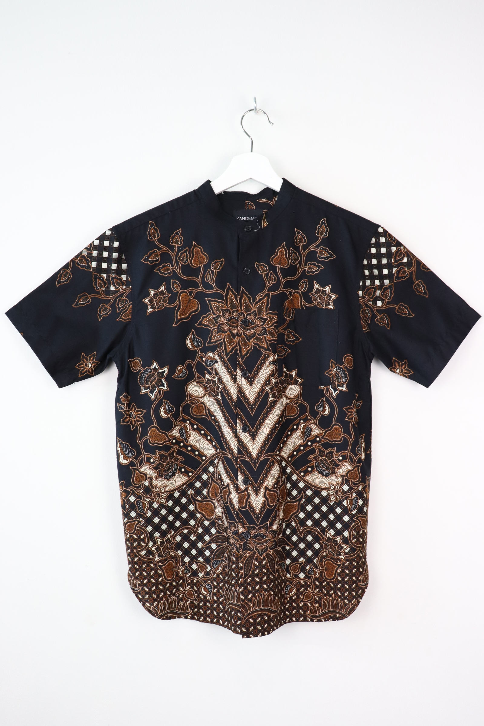 KANOEMEN Stand Collar Batik Shirt - Aperol (S)