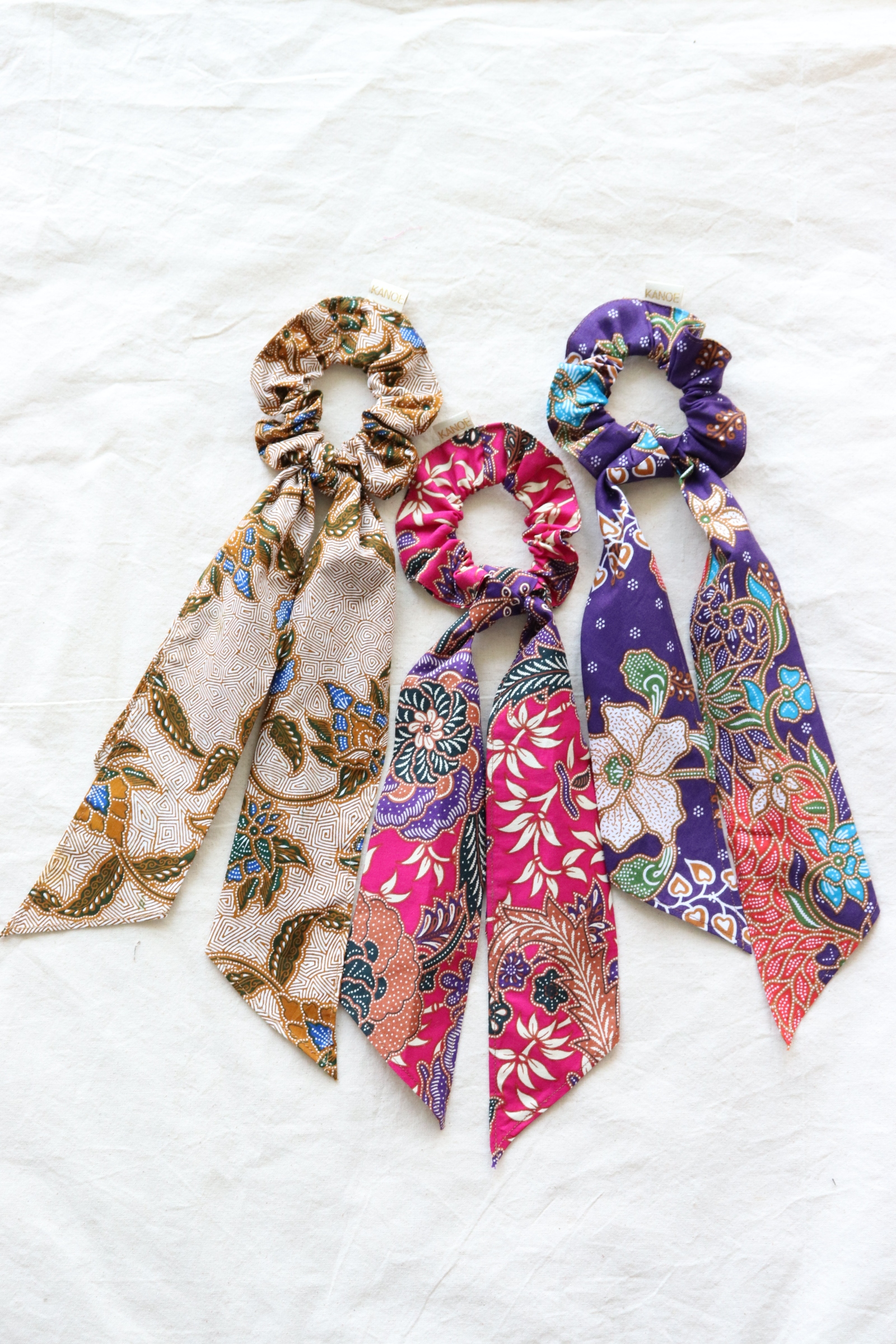 Batik Scrunchie w/ Ribbon - Orchid (Set of 3)