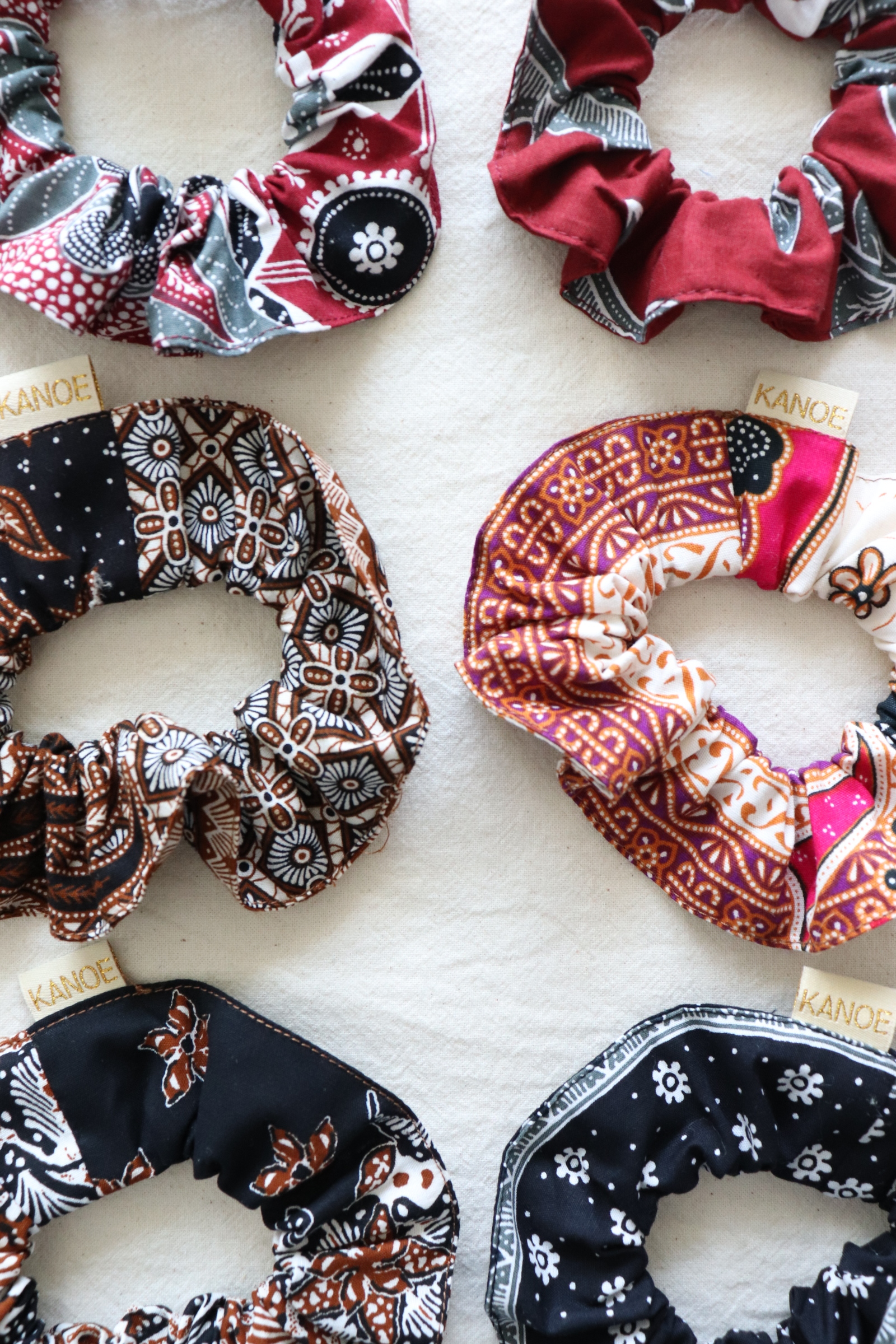 Batik Scrunchies [Set of 6] - Cherry Berry