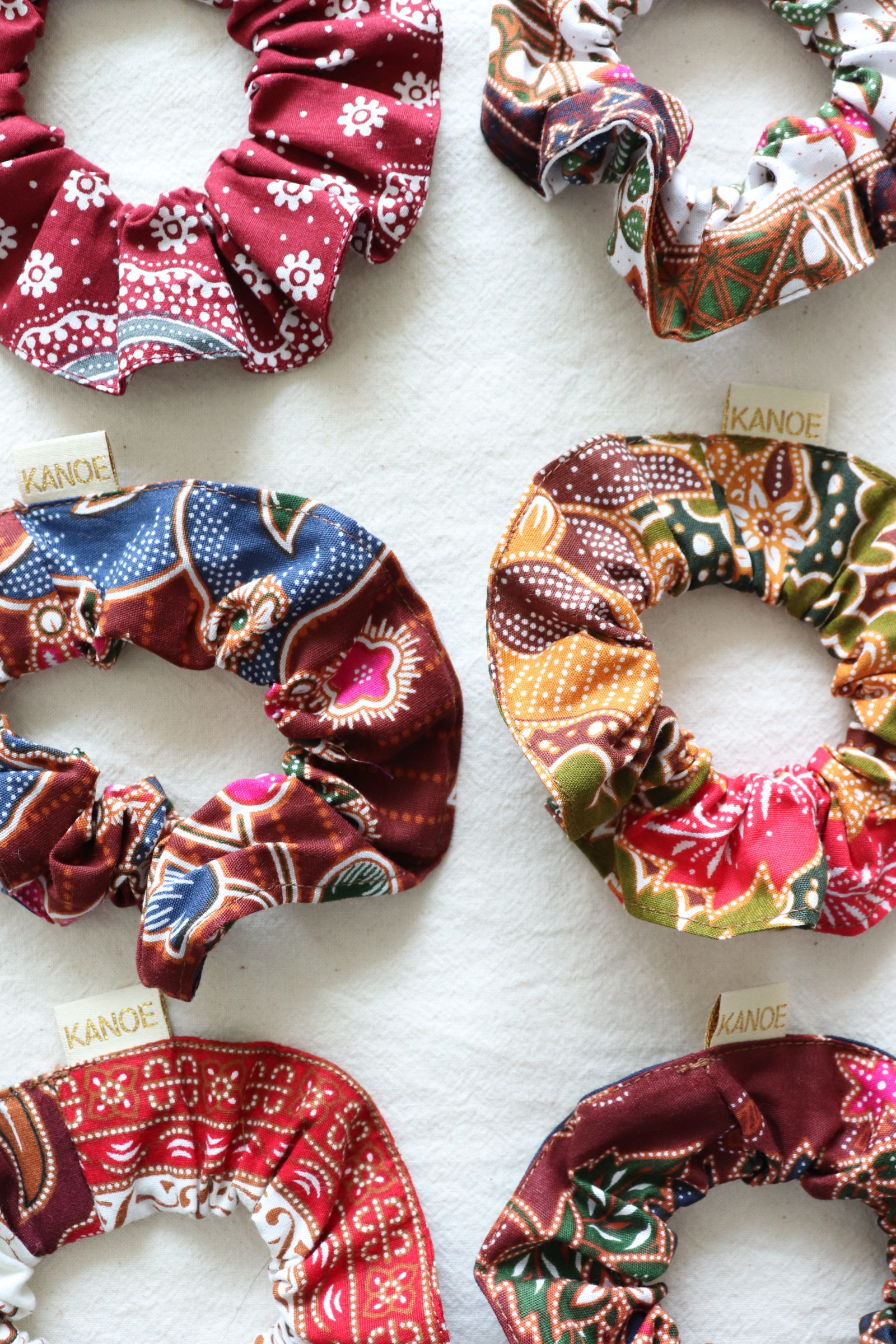 Batik Scrunchies [Set of 6] - Red Velvet