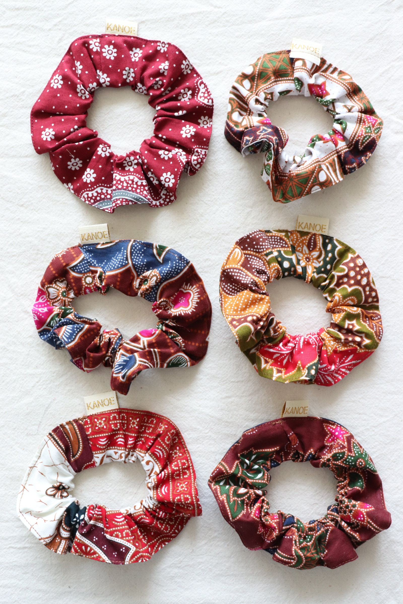 Batik Scrunchies [Set of 6] - Red Velvet